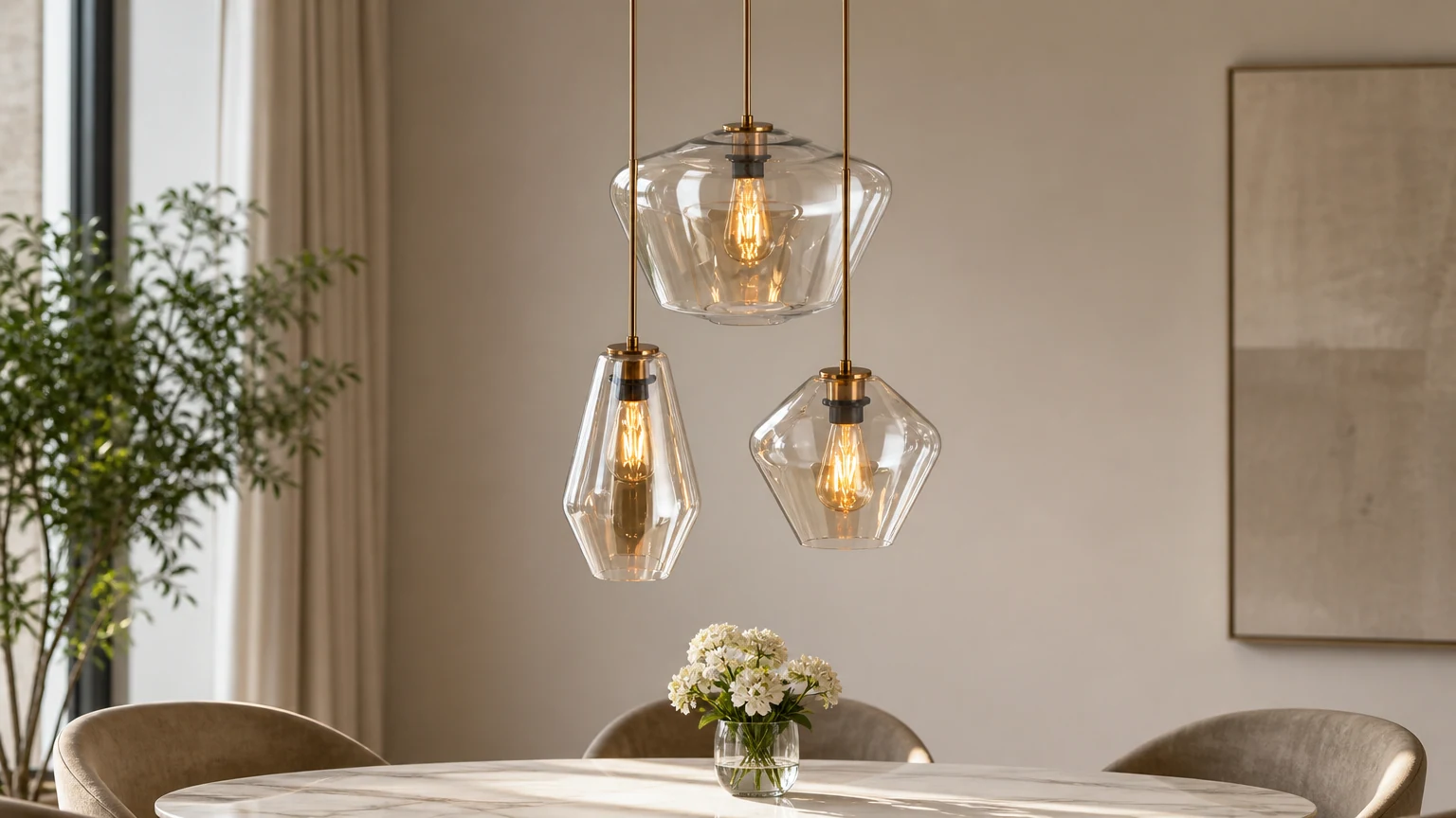 Retro Arclinea glass pendant light installed in a warm room scene