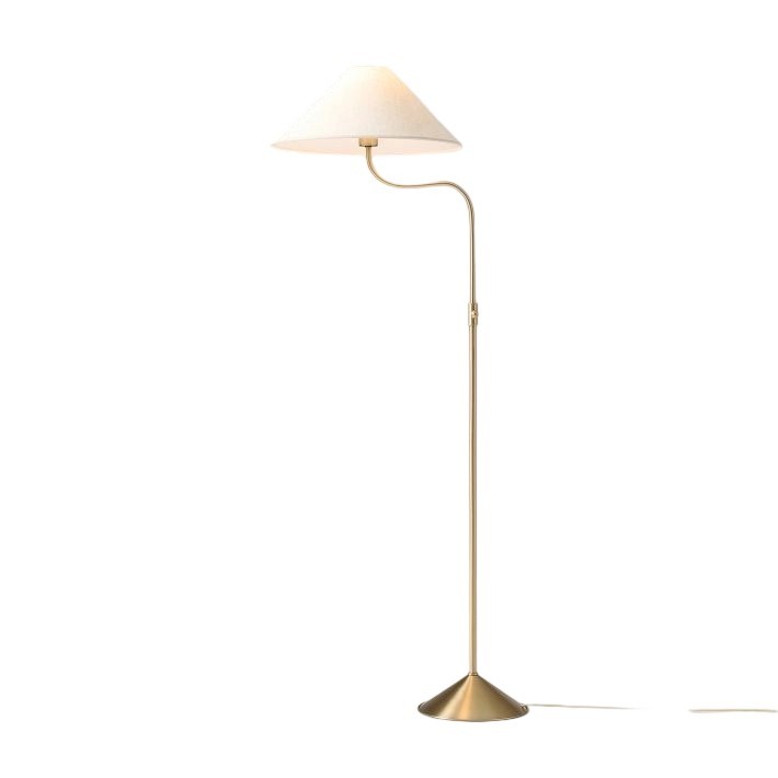 Fibura Elegant Floor Lamp with Linen Shade and Champagne Bronze Base for Living Room T081