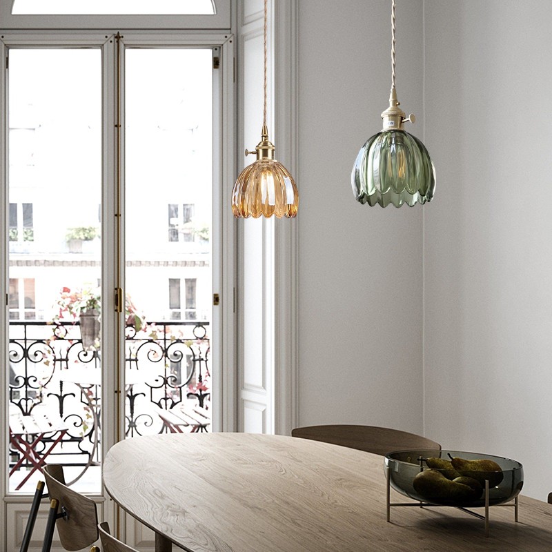 Japanese Retro Glass Flower Pendant Light S28