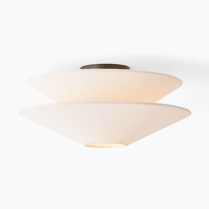 Solivara Contemporary Milky White Linen Ceiling Lamp for Living Room T112