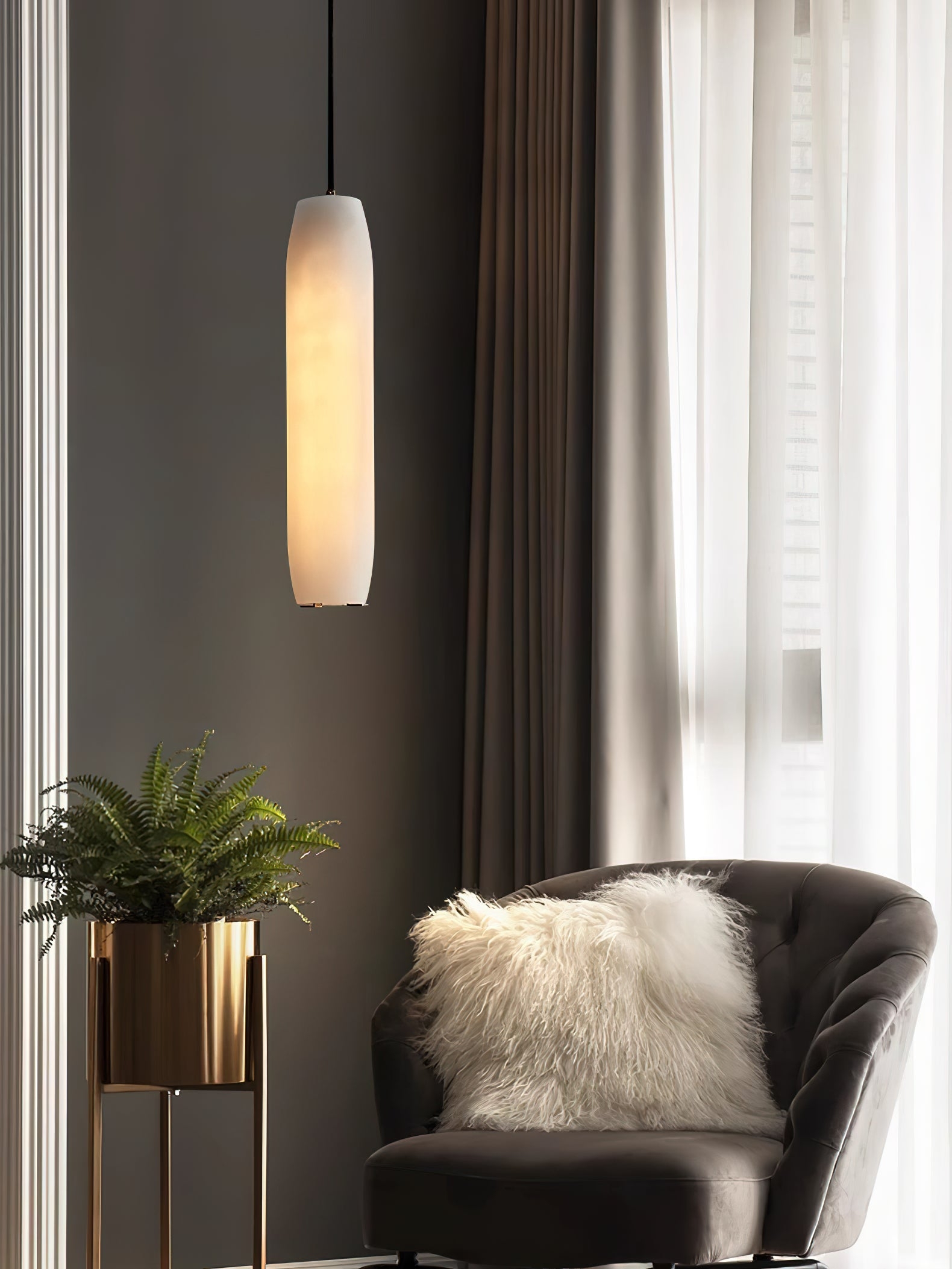 Alabaster Flute Pendant Light D436