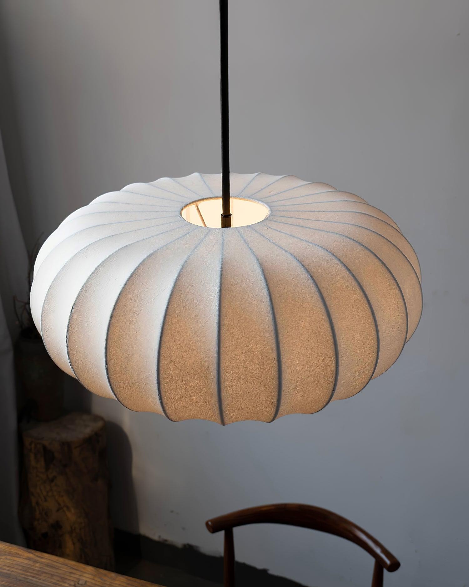 Simple Wabi-sabi White Lantern Fabric Pendant Lamp M105