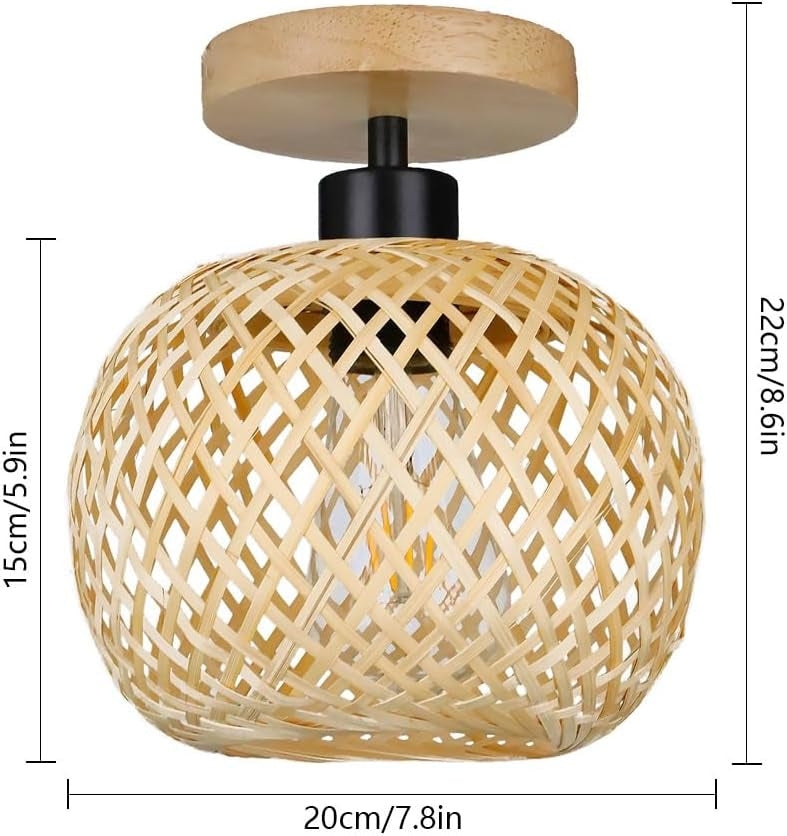 Diagramme dimensionnel du plafonnier en bambou éthéré fait main D868