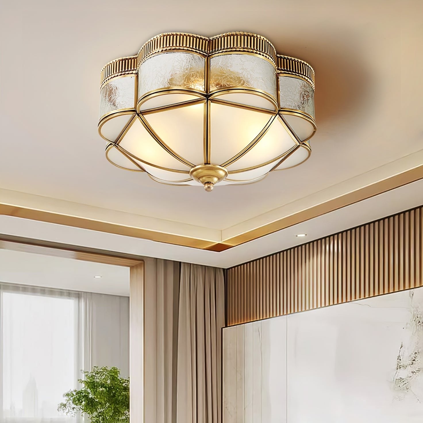 Brass Domed Flush Ceiling Lamp M572