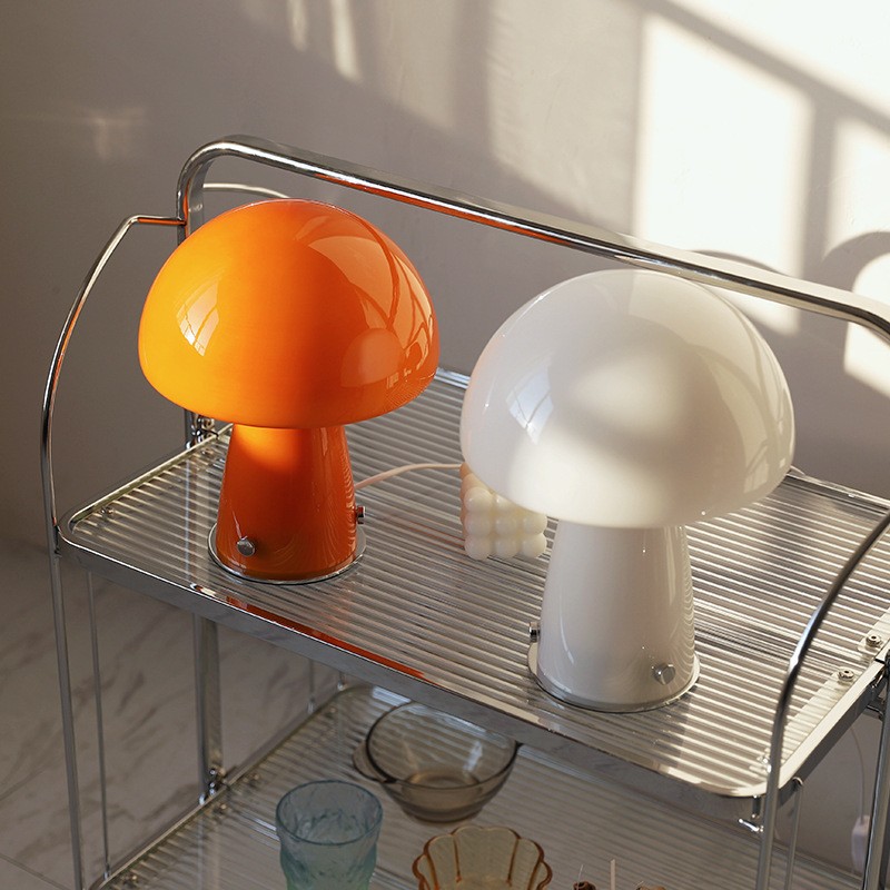 Vintage Bauhaus Glass Mushroom Table Lamp S79