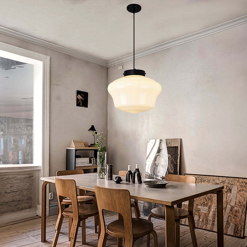 Modern White Milk Glass Geometric Jar Pendant Lamp S167
