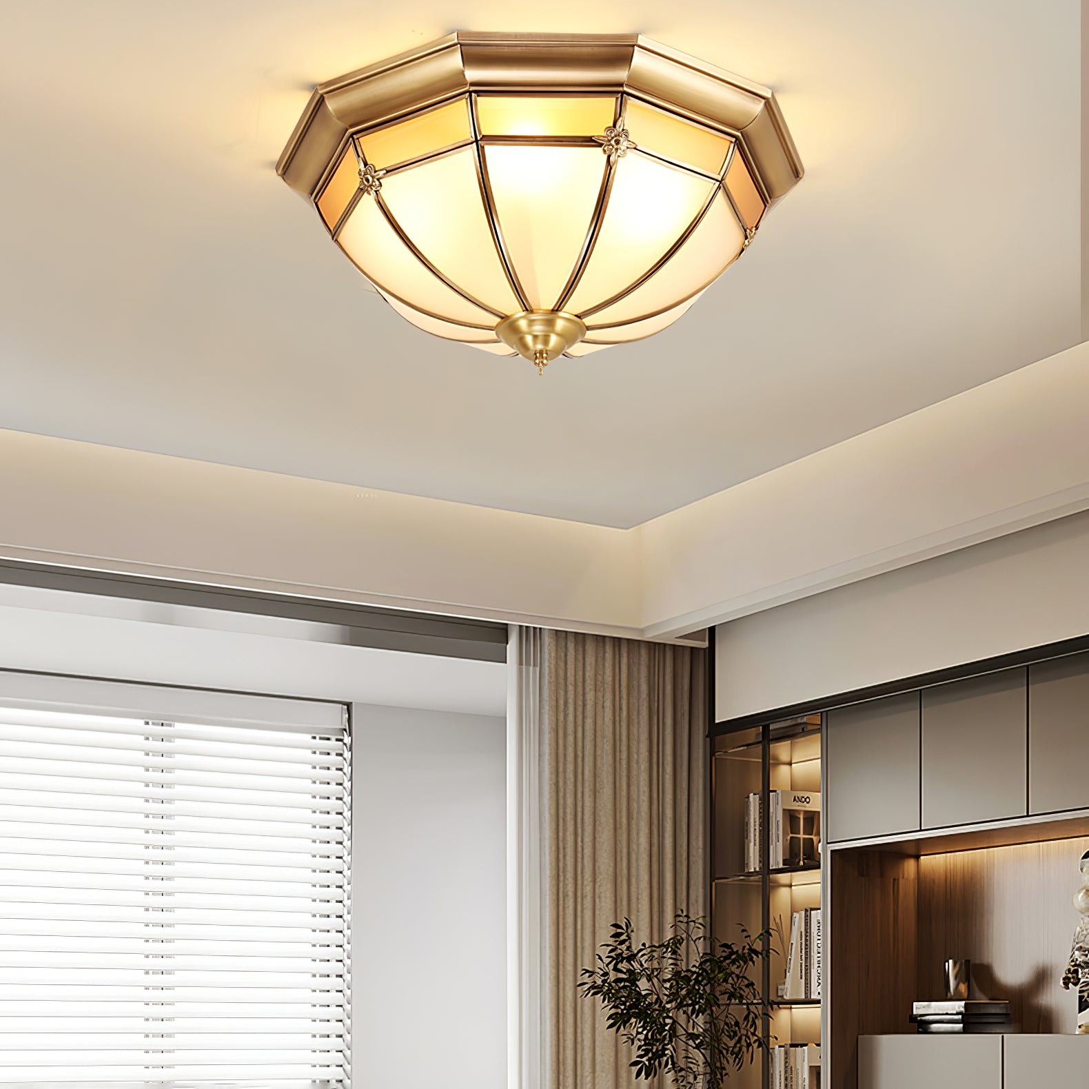 Dome Brass Flush Ceiling Lamp M563