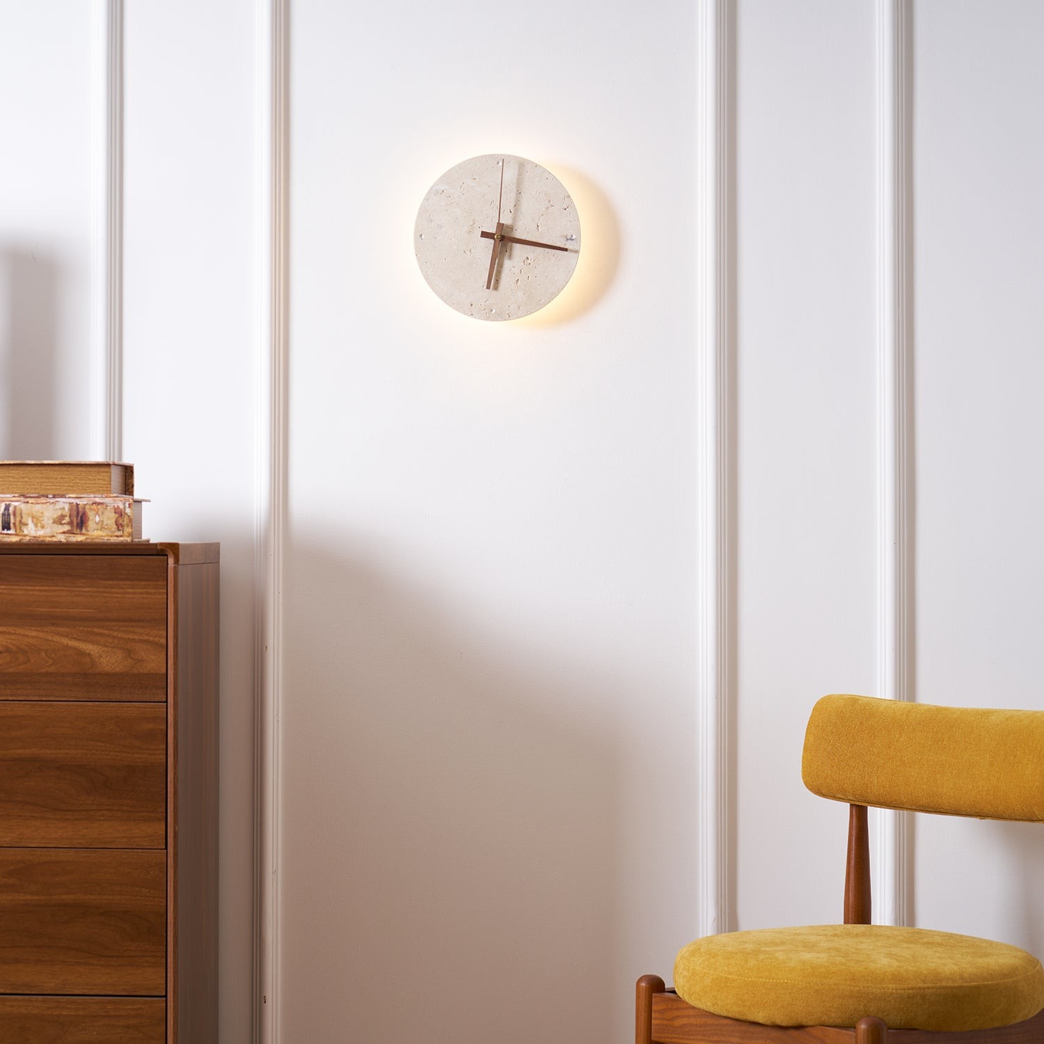Travertine Clock Wall Lamp P079