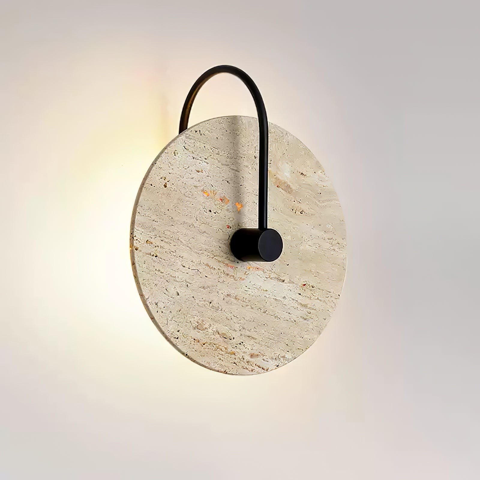 Simple Clock-Shaped Travertine Wall Lamp M25