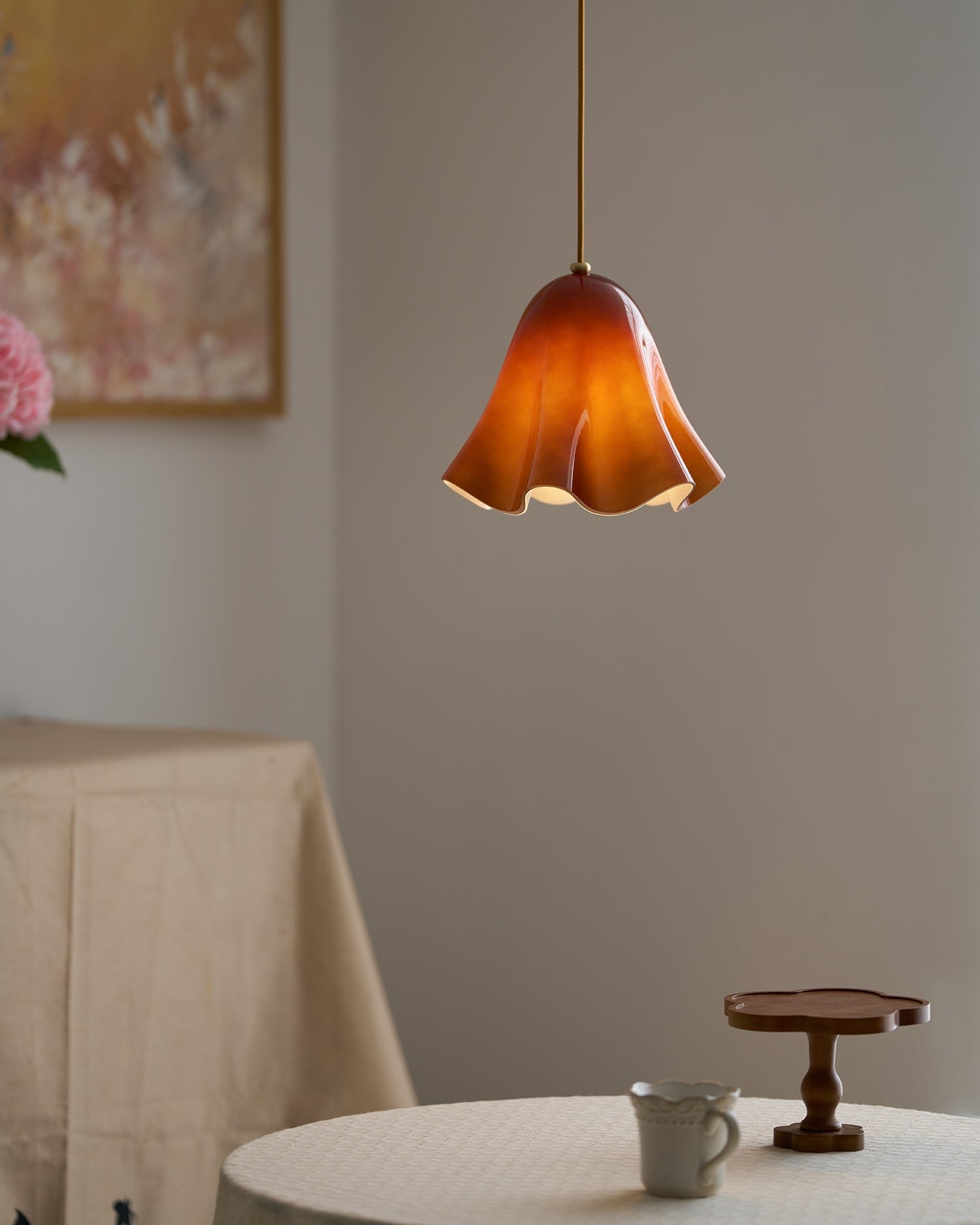 Bellina Artistic Glass Pendant Light - Modern Bloom Inspired Hanging Ceiling Lamp T279