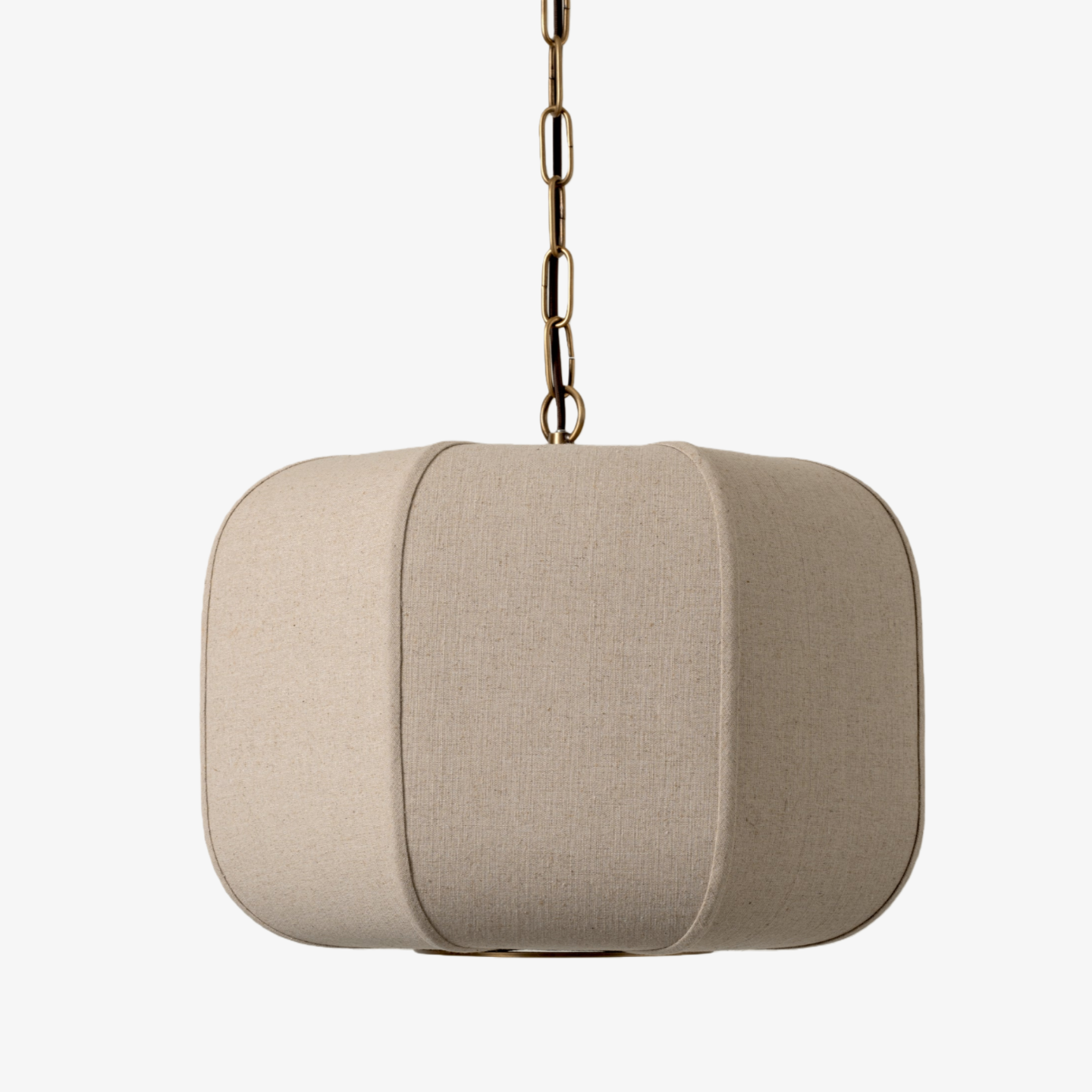 Loomis Tall Pendant - Textured Linen Shade Aged Brass Ceiling Light for Dining Room and Kitchen T481