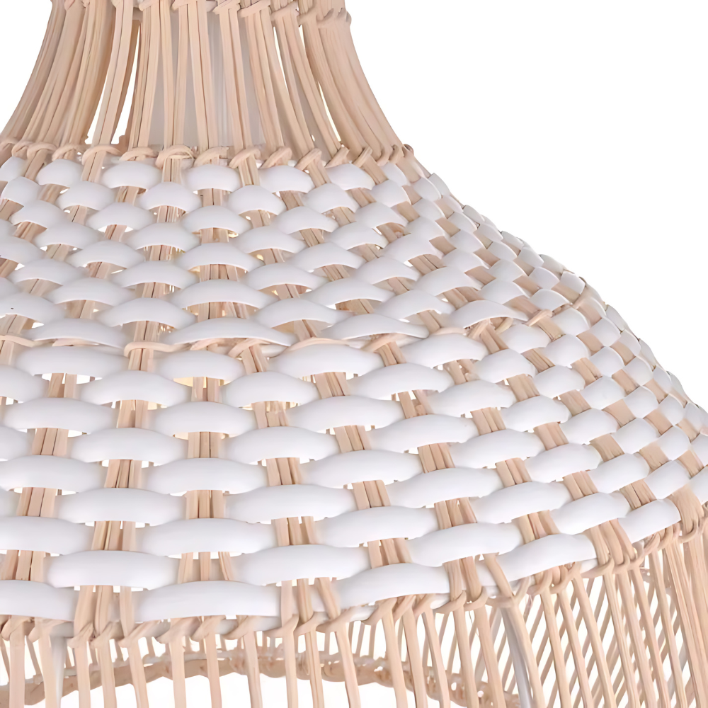 Breezy White Elegance Natural Rattan Pendant Light D842