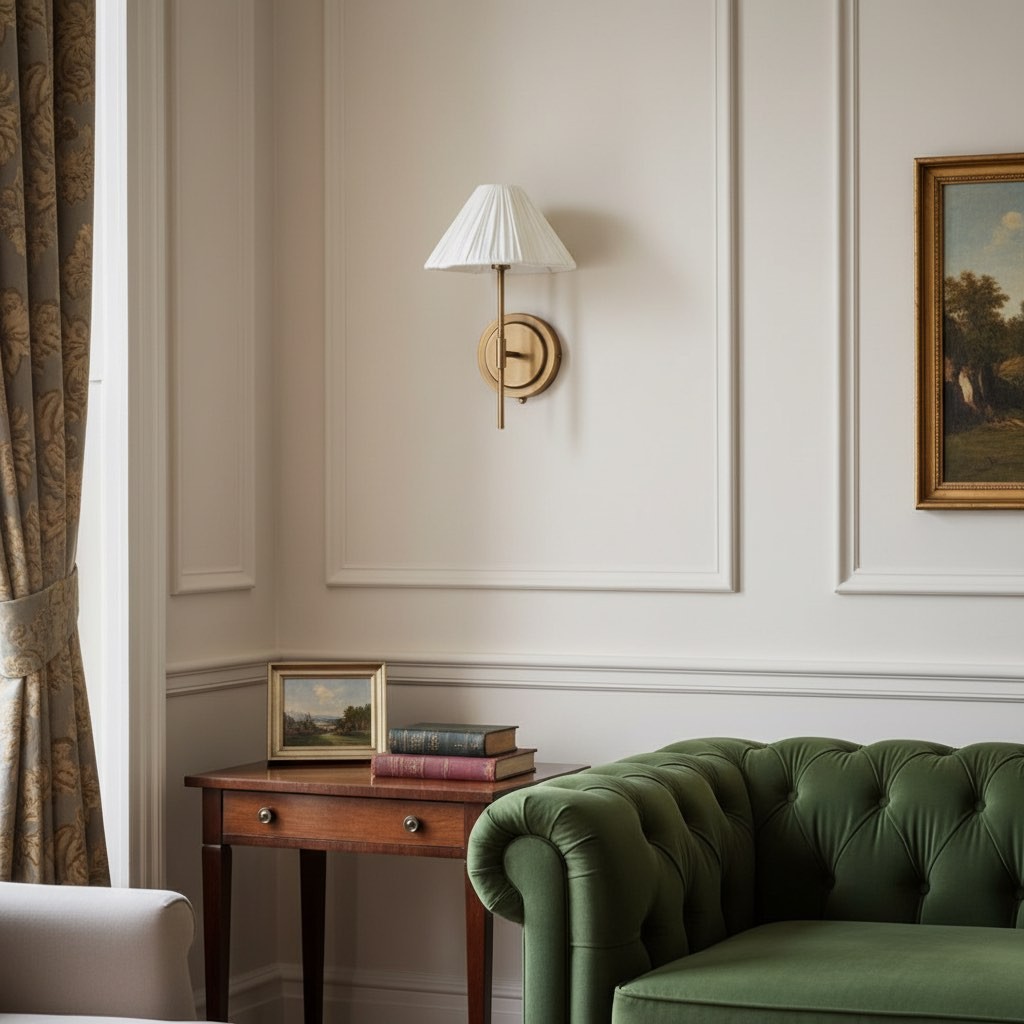 Lindi - aged brass and linen scalloped wall light T446