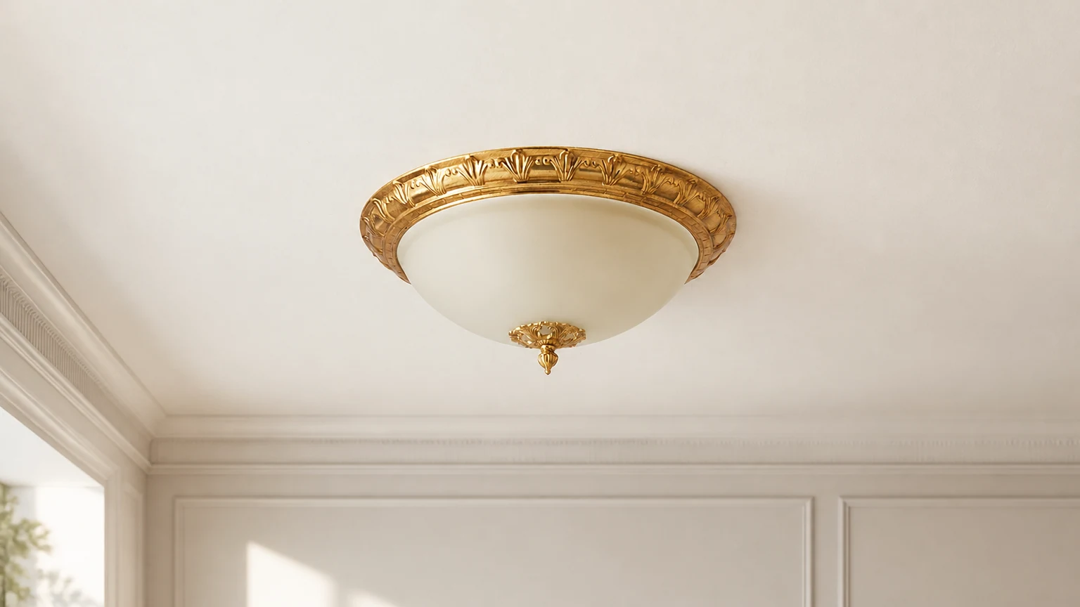 Lampa sufitowa Deltana Flush D737 zainstalowana w wyrafinowanym pomieszczeniu