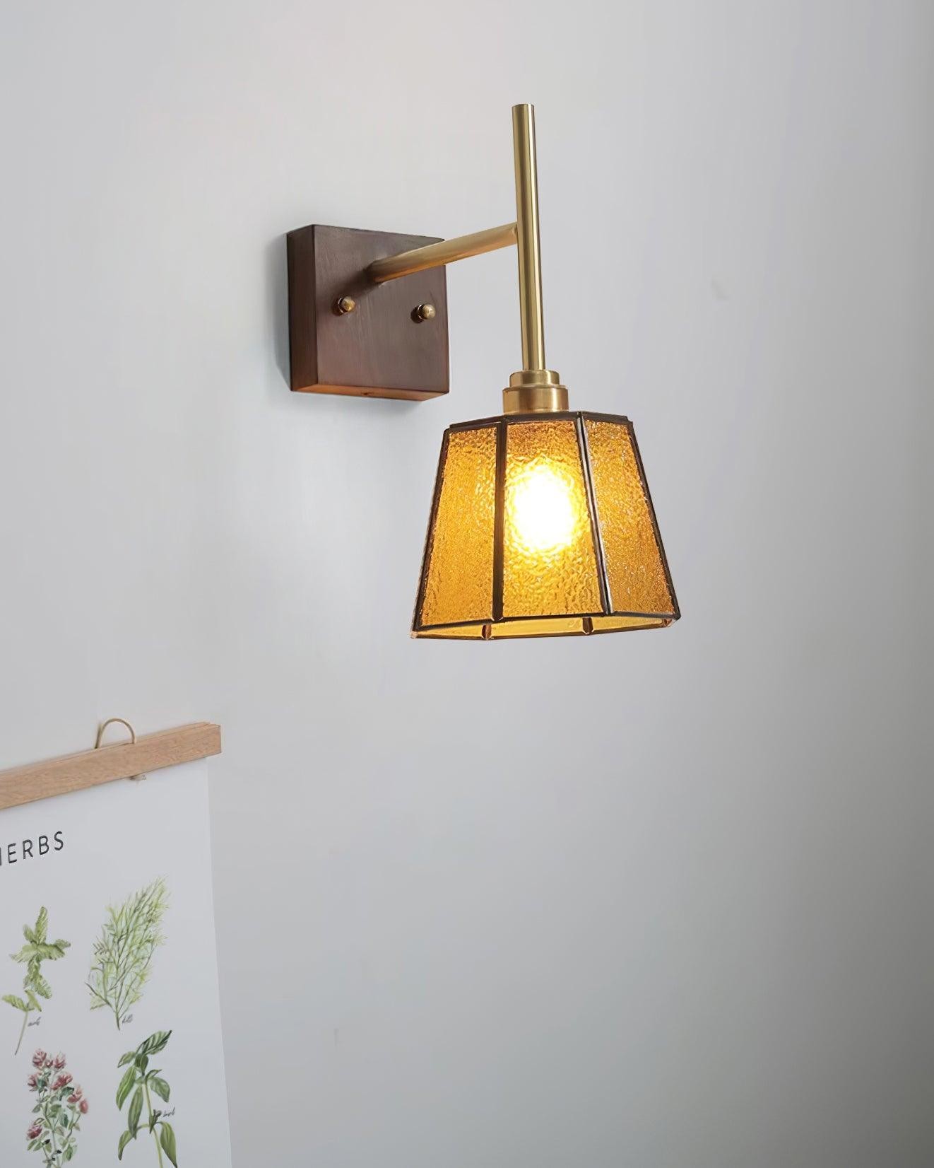 Mosiężna bursztynowa lampa ścienna w stylu życia