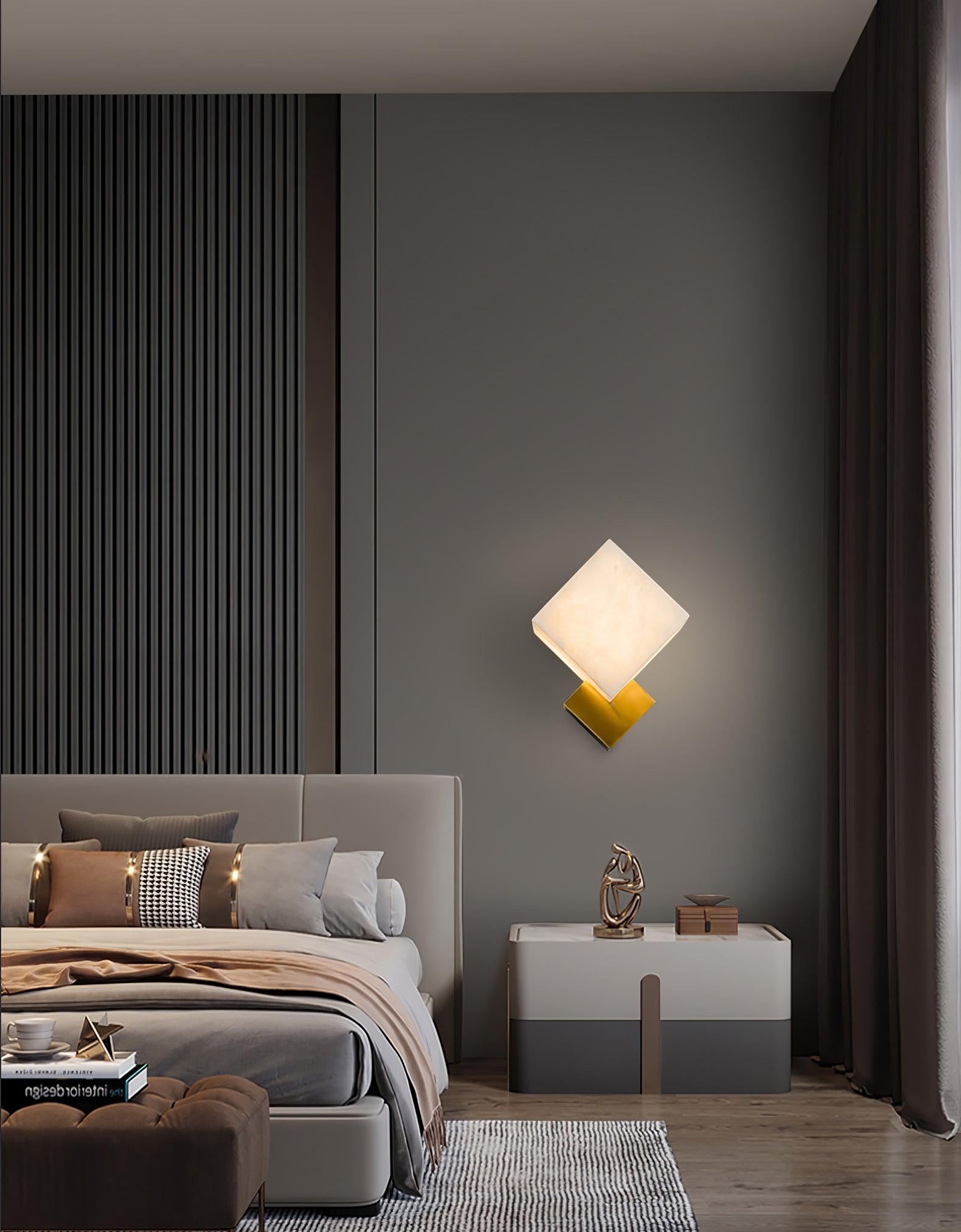 Block Alabaster Wall Sconce D387