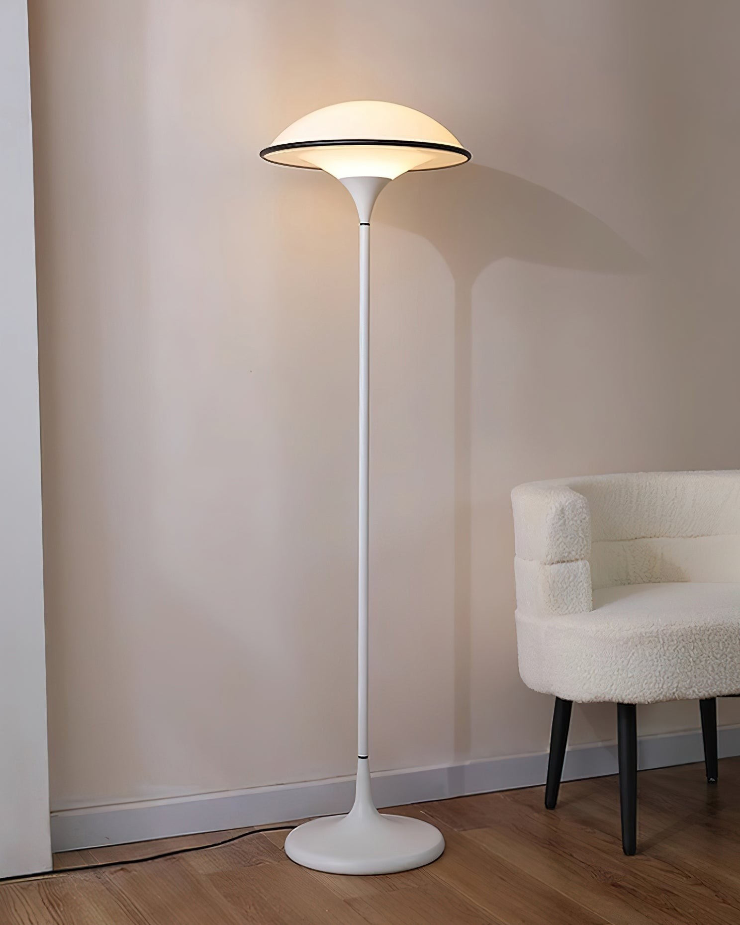 Danish Retro White Flying Saucer Floor Lamp M379