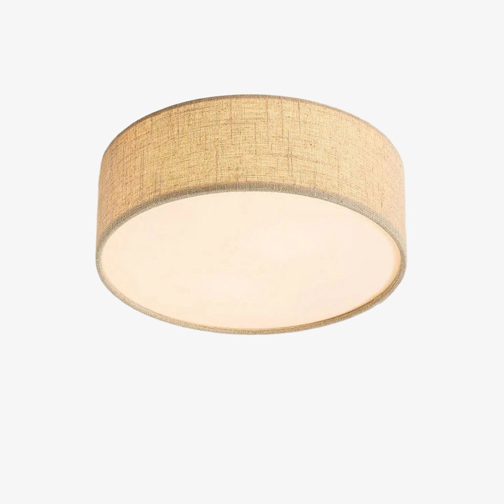 Plafonnier tambour en lin Dumora sur fond uni