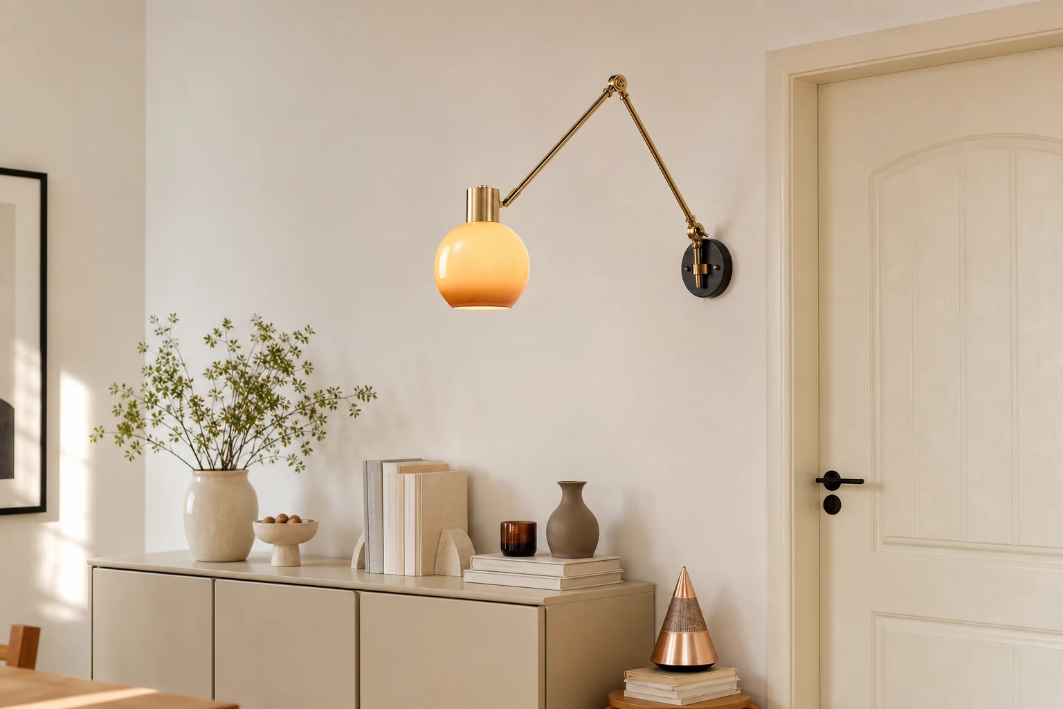 Scena lifestylowa przedstawiająca wyjmowaną lampę ścienną retro w kontekście