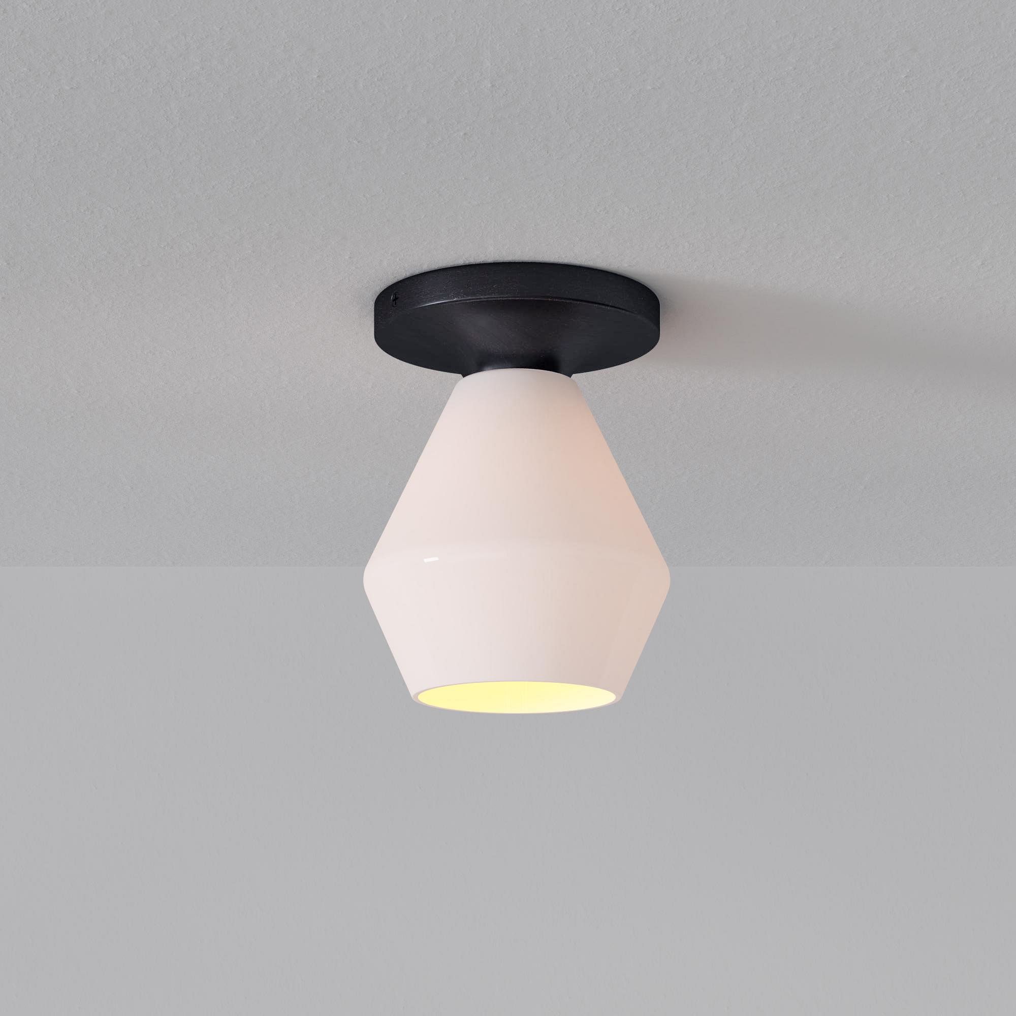 Merin Minimalist Sleek Geometric Glass Flushmount Light T155