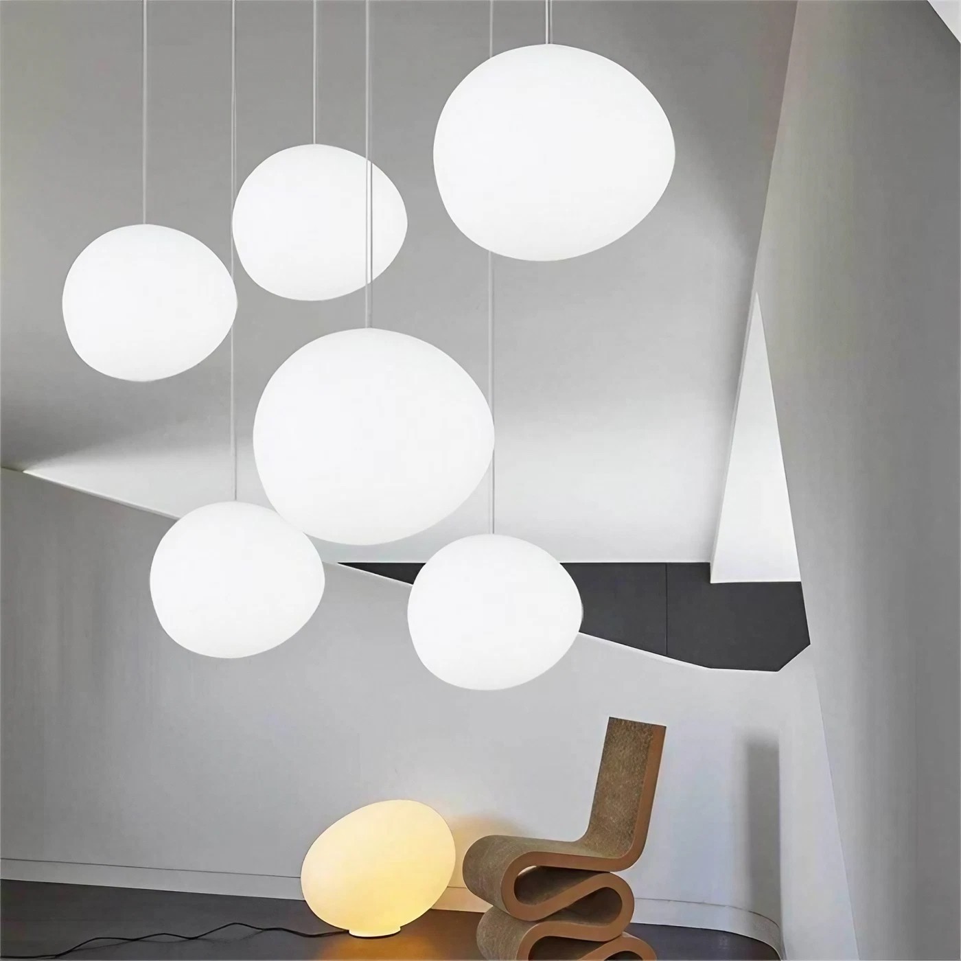 Stone Shape Opal Glass Pendant Light S05