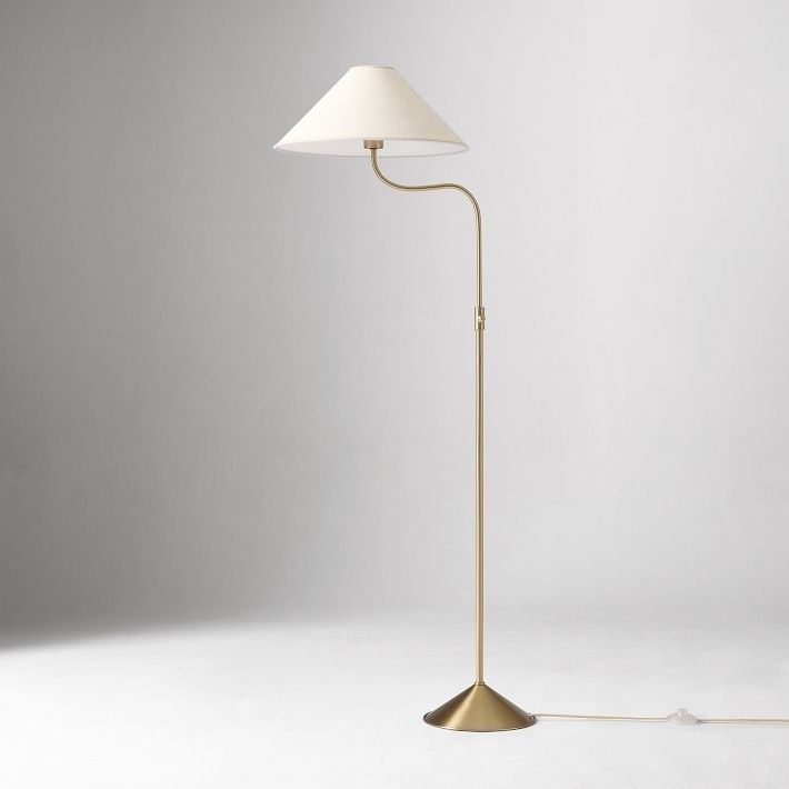 Fibura Elegant Floor Lamp with Linen Shade and Champagne Bronze Base for Living Room T081