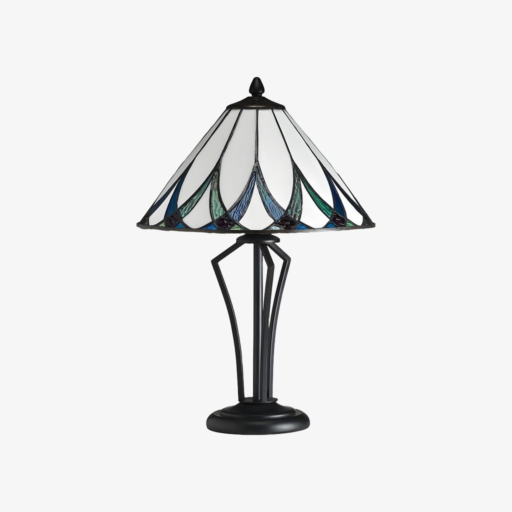 TF Allanton Water Ripple Glass Table Lamp - Classic Style for Living Room, Bedroom or Study T641
