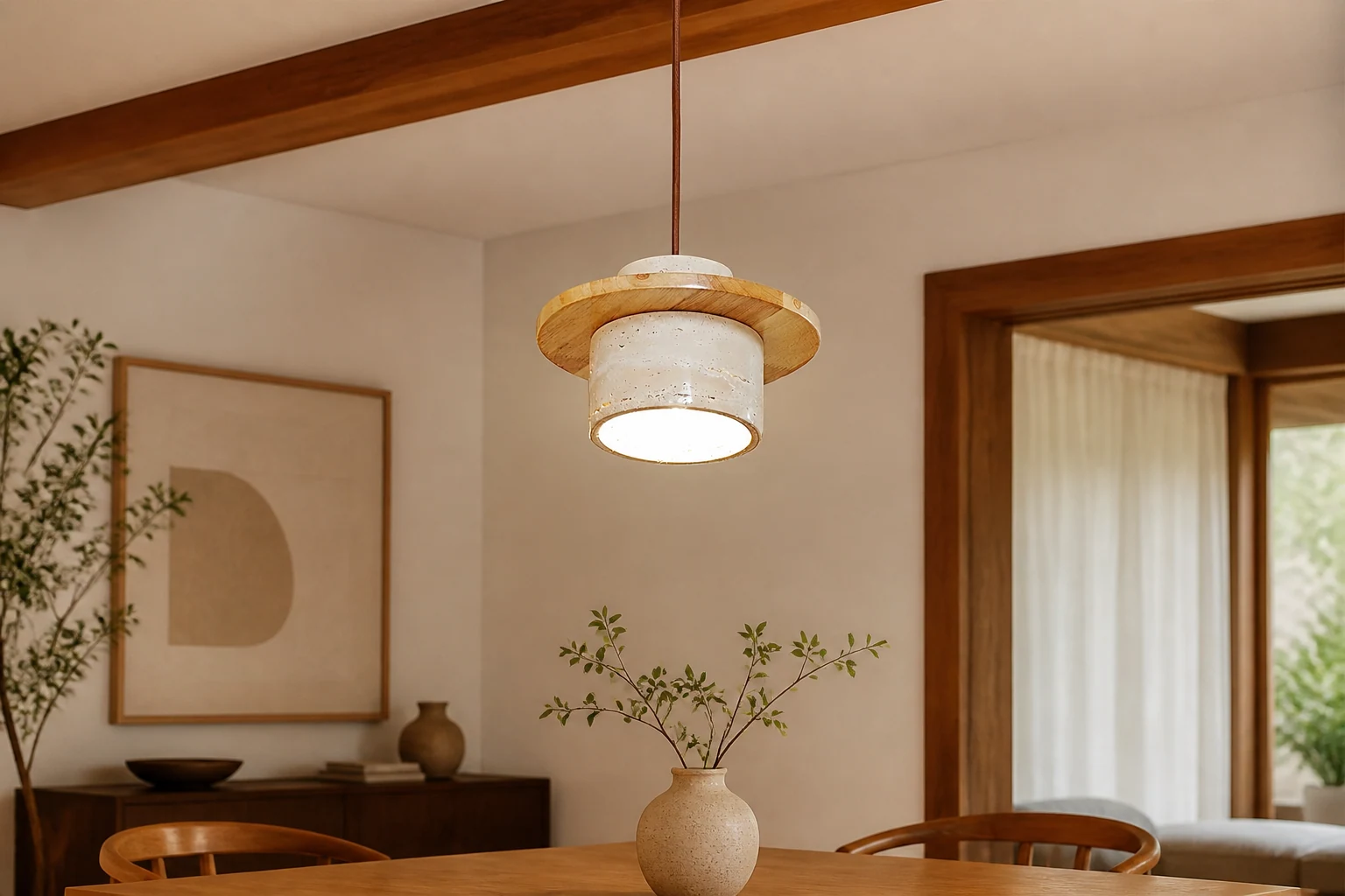 Lampa wisząca Stonova Duo w dodatkowej scenie pomieszczenia