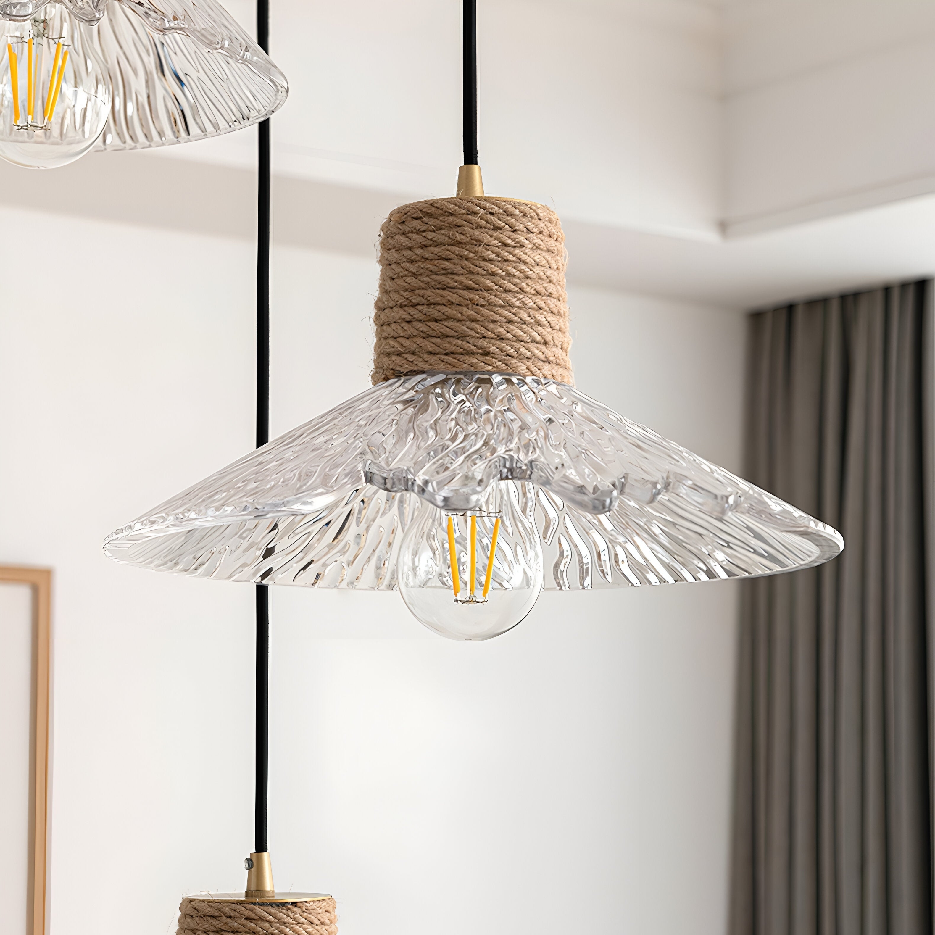 Nordic Hemp Rope Glass Pendant Light D938