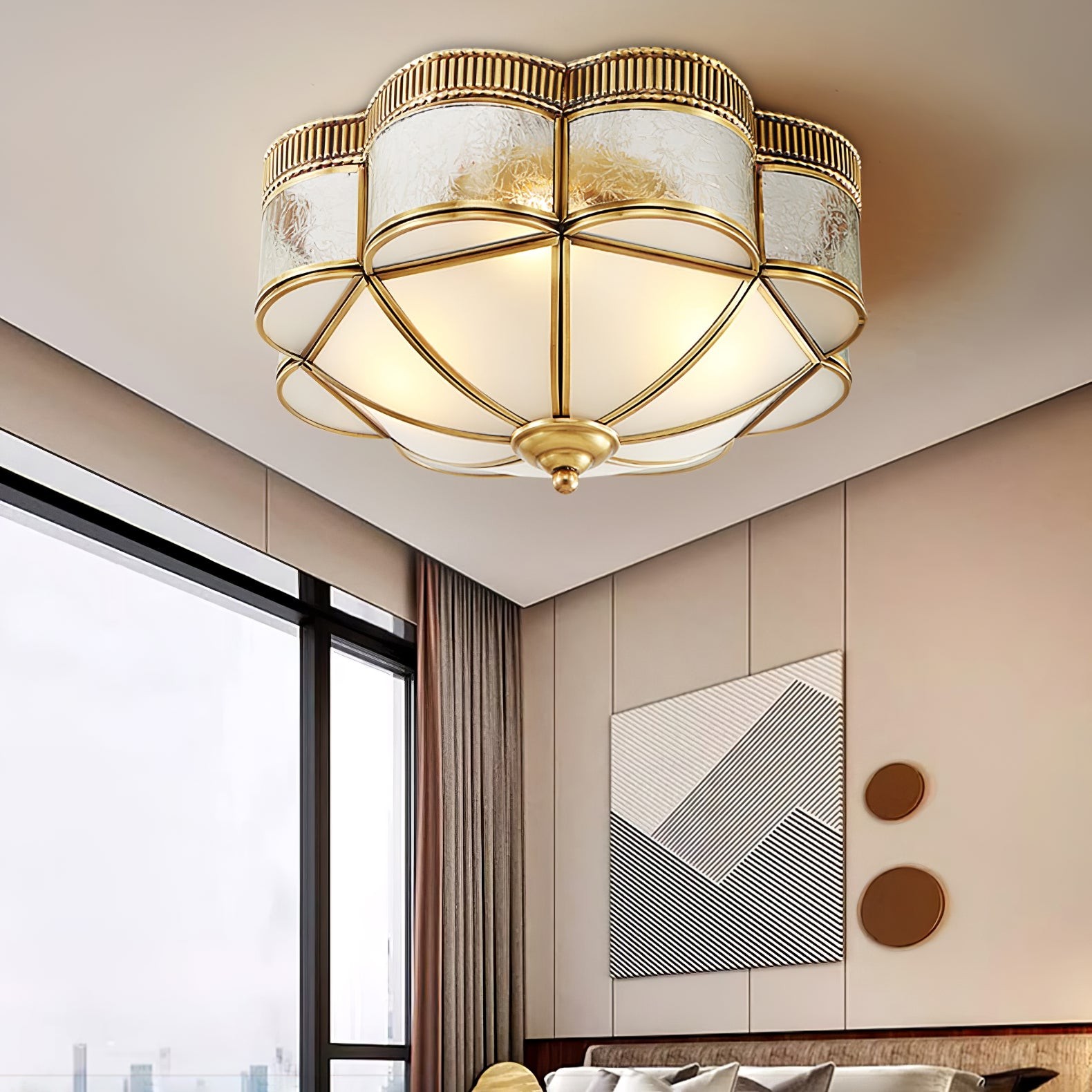Brass Domed Flush Ceiling Lamp M572