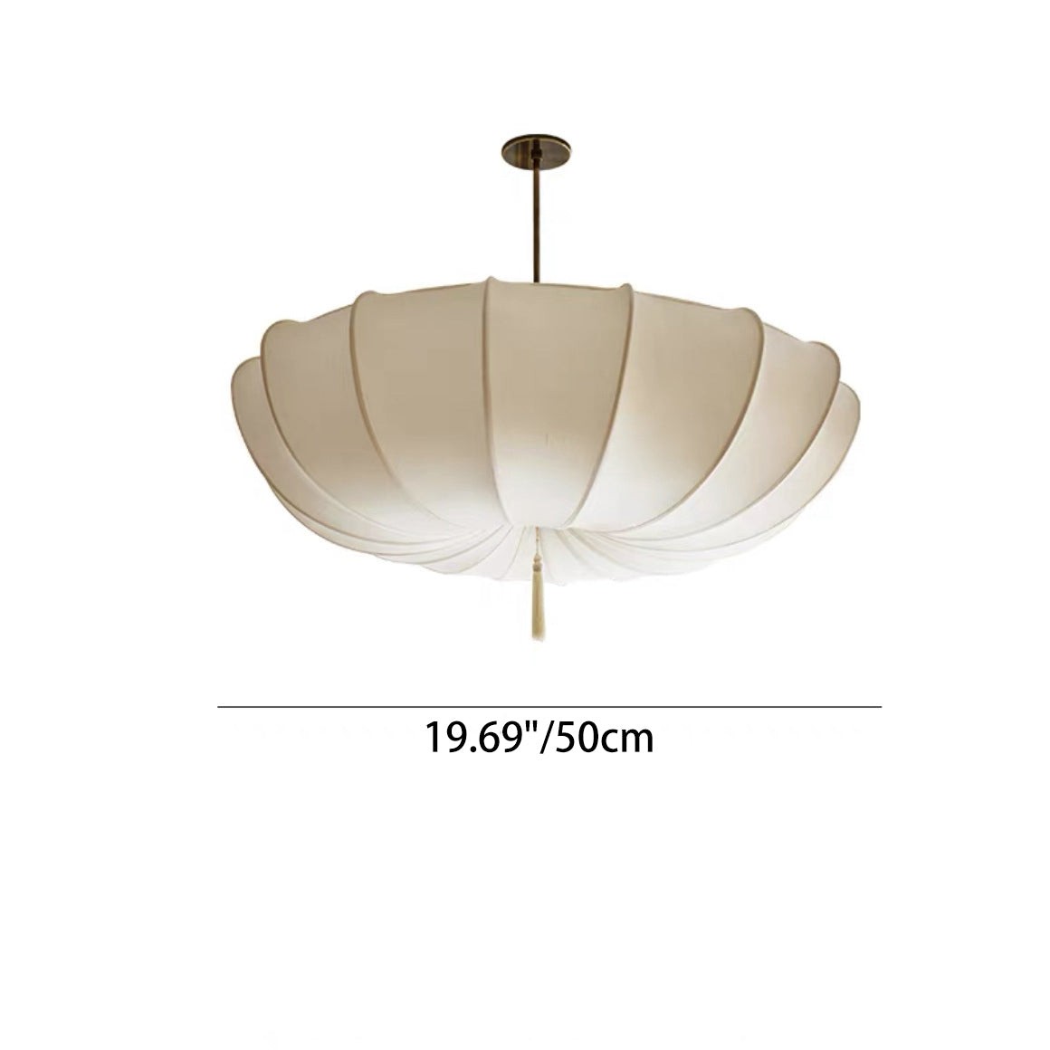 Traditional Japanese Round Iron Frame Fabric Shade 3/5 Light Chandelier For Living Room T261