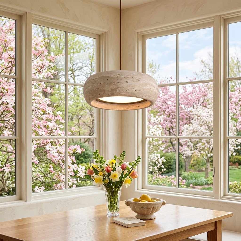 Travertine Drum Pendant Lamp D608