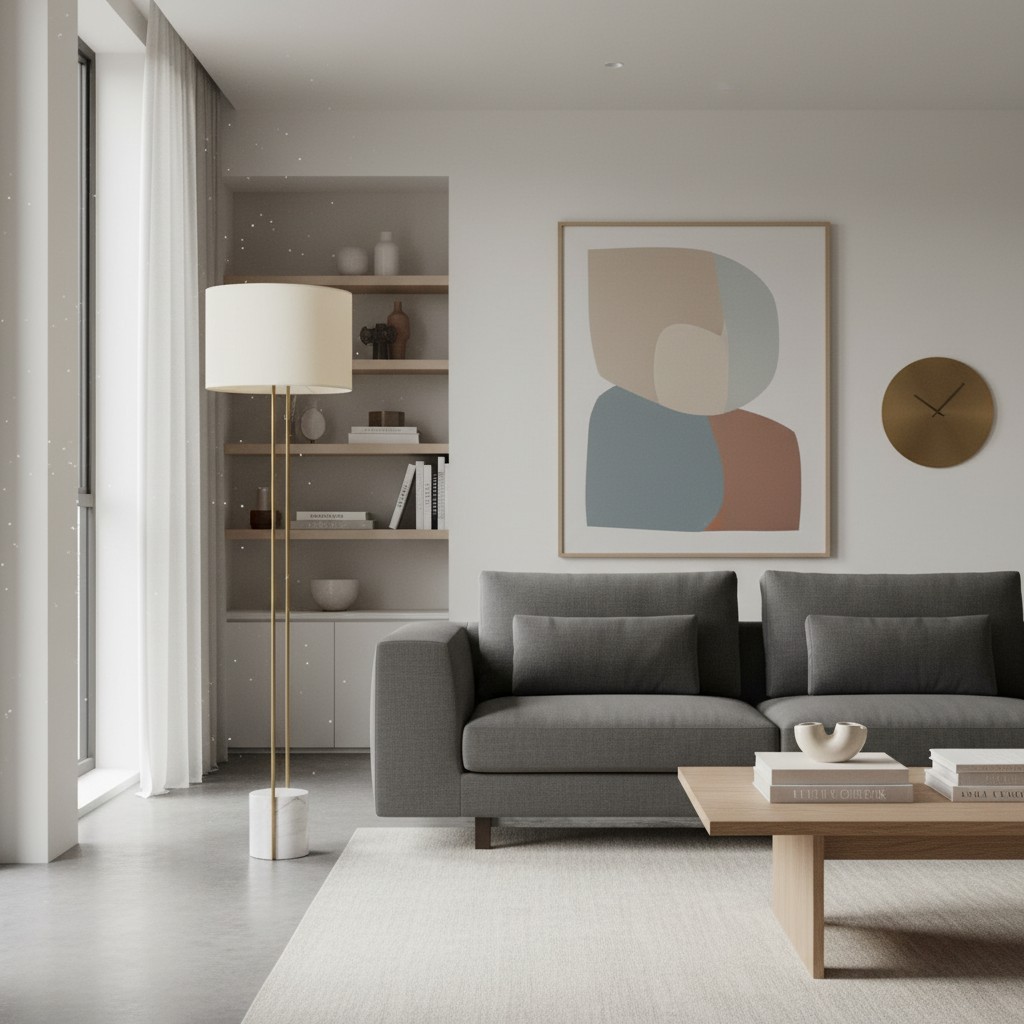 Luma Minimalist Industrial Table Lamp and Floor Lamp - Metal Frame with Soft Fabric Shade T630