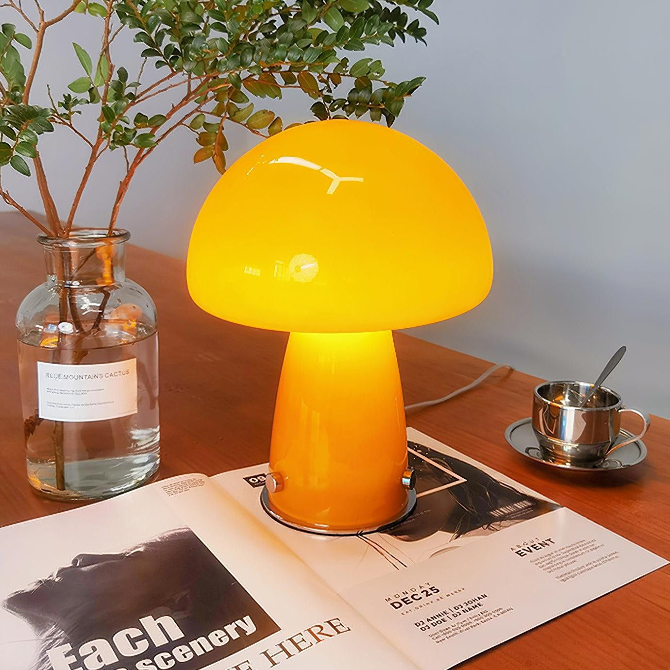 Vintage Bauhaus Glass Mushroom Table Lamp S79