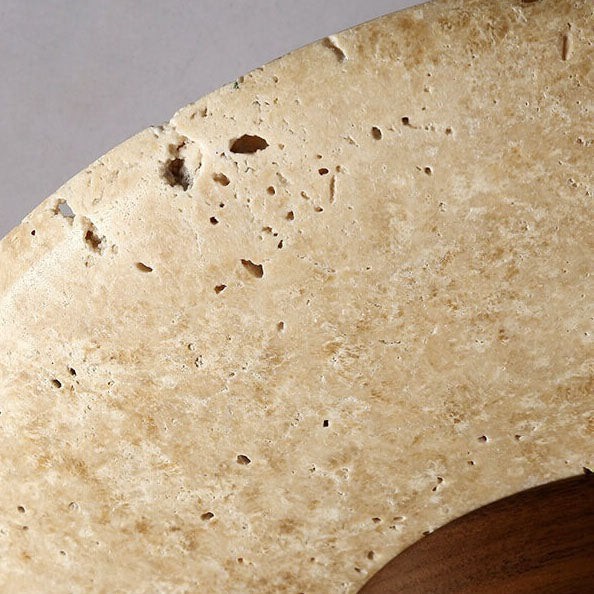 Japanese Minimalist Round Yellow Travertine Shade 1-Light Semi-Flush Mount Ceiling Light G31