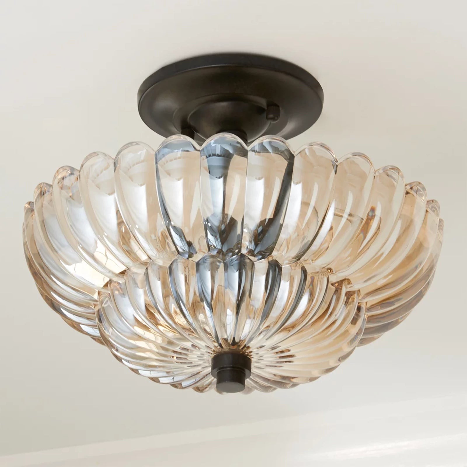 Orilanavo Semi Flush Mount Ceiling Lights Umbrella Shape Glass Lamp G58