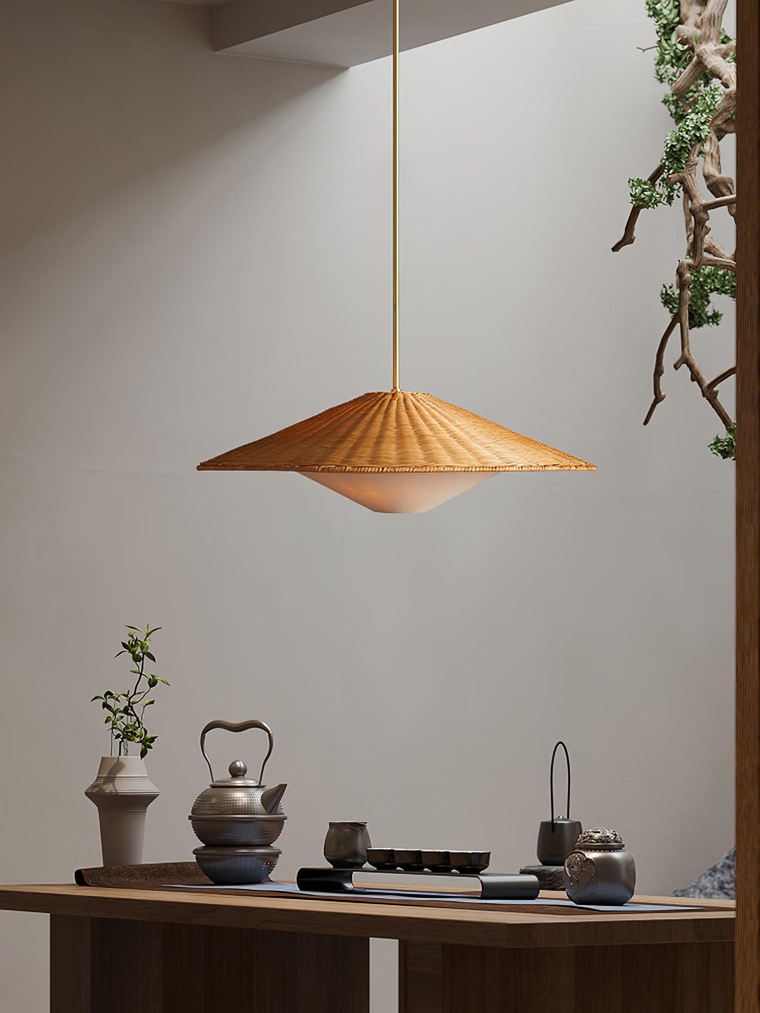 Rattan Hat Pendant Light Suitable For Living Room M29