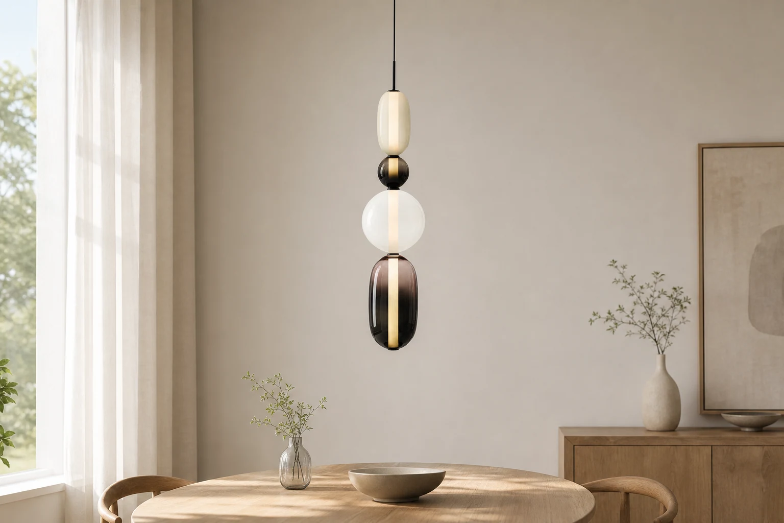 Lampa wisząca ze szkła Nordic Colored Candy S148 w scenie produktu w kontekście