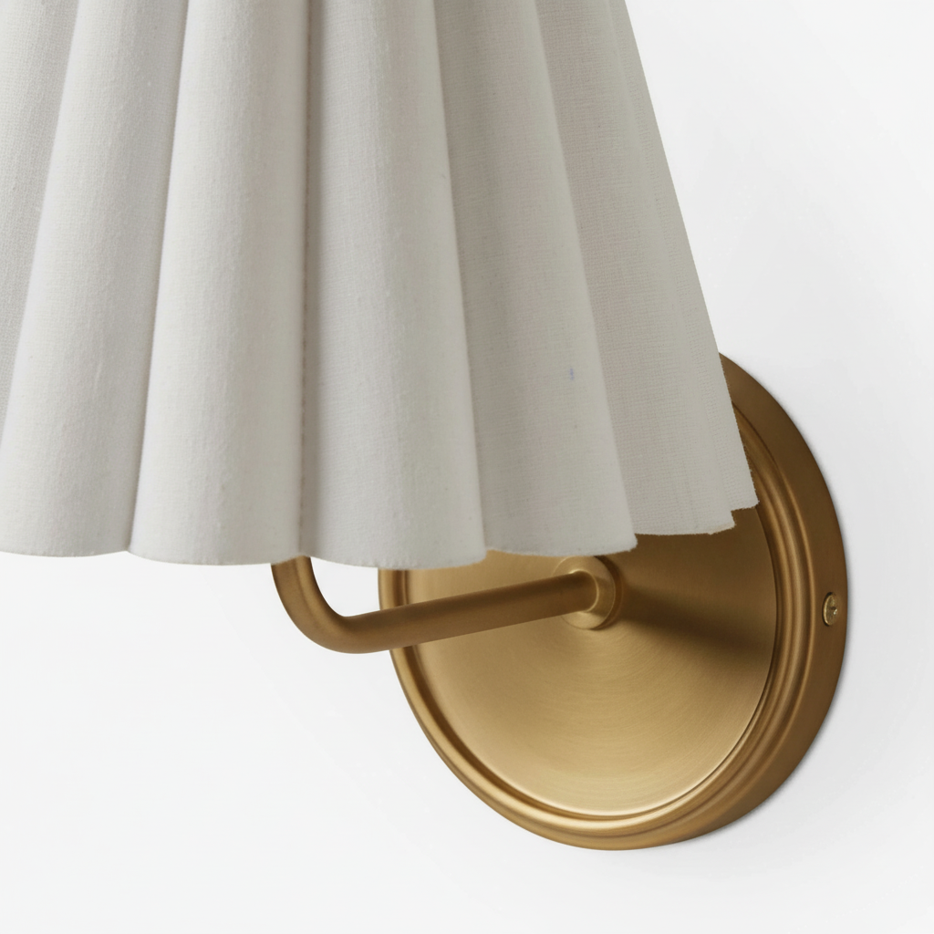 Ruffmeto Fabric Wall Sconce - Featuring Pleated Detailing on a Sculptural Metal Frame for Study T474