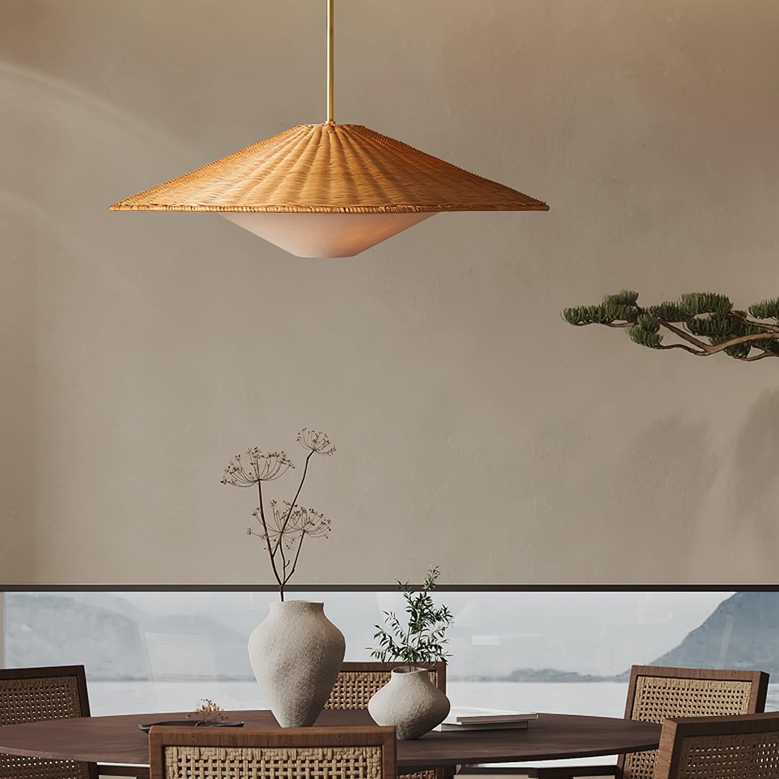 Rattan Hat Pendant Light Suitable For Living Room M29