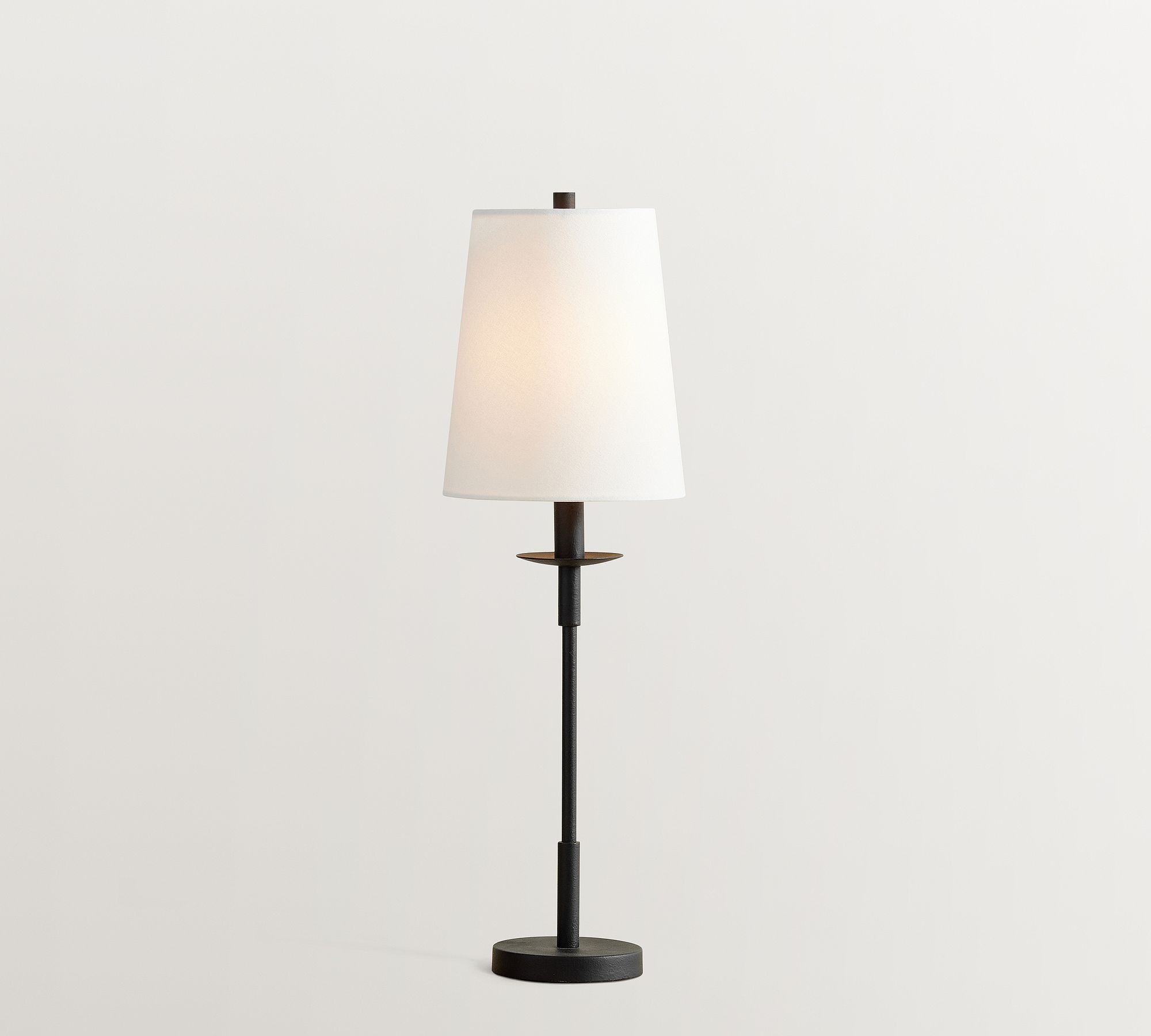 Rowan Modern Iron Table Lamp - Industrial Farmhouse Linen Bedside Reading Light T124