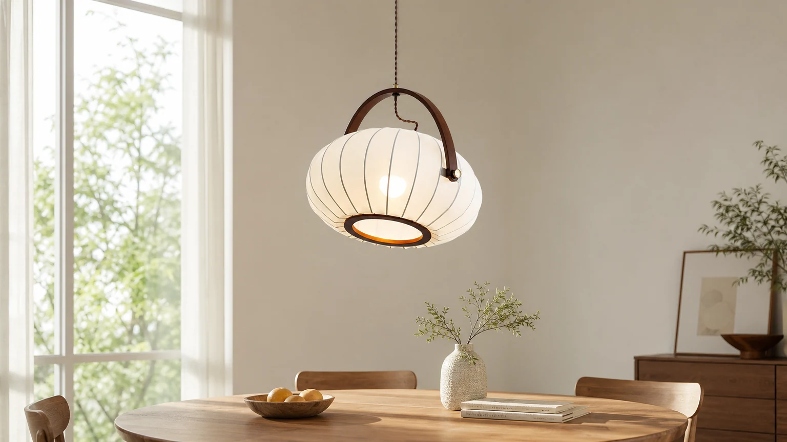 Lampe suspendue décorative vintage en bois style lanterne M290 dans un intérieur chaleureux