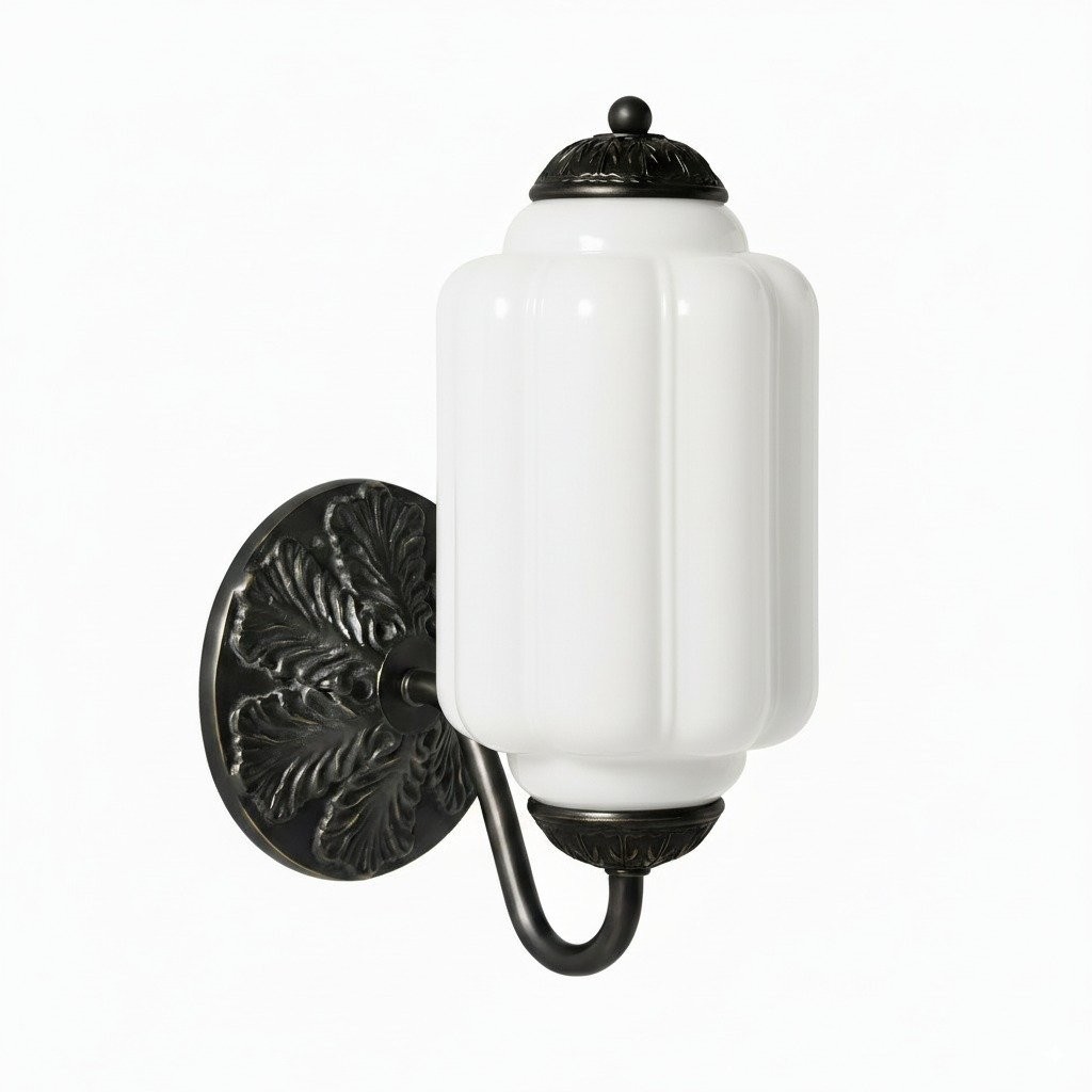 Eloise Brass Wall Sconce – Elegant Milk Glass Vintage Lighting T290
