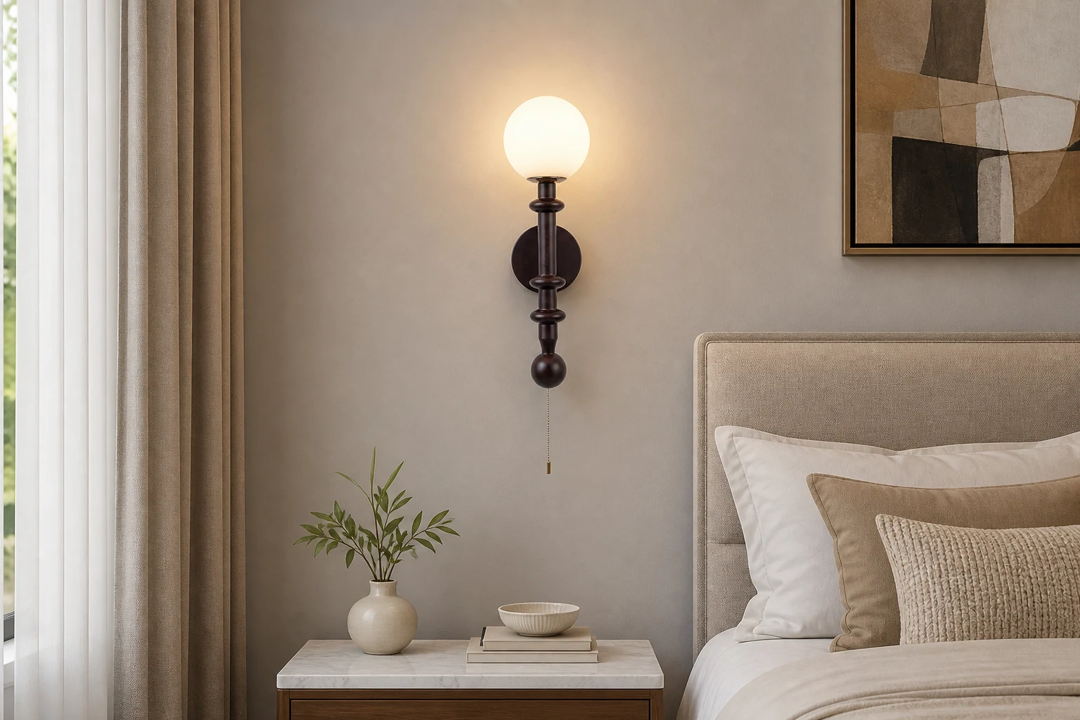 Francuska lampa ścienna w stylu vintage w ciepłym pomieszczeniu