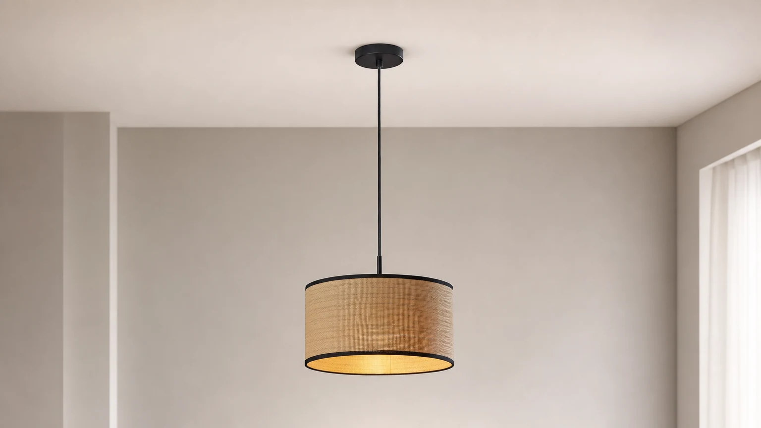 Lampa wisząca z kloszem bębna Dumora w ciepłym wnętrzu