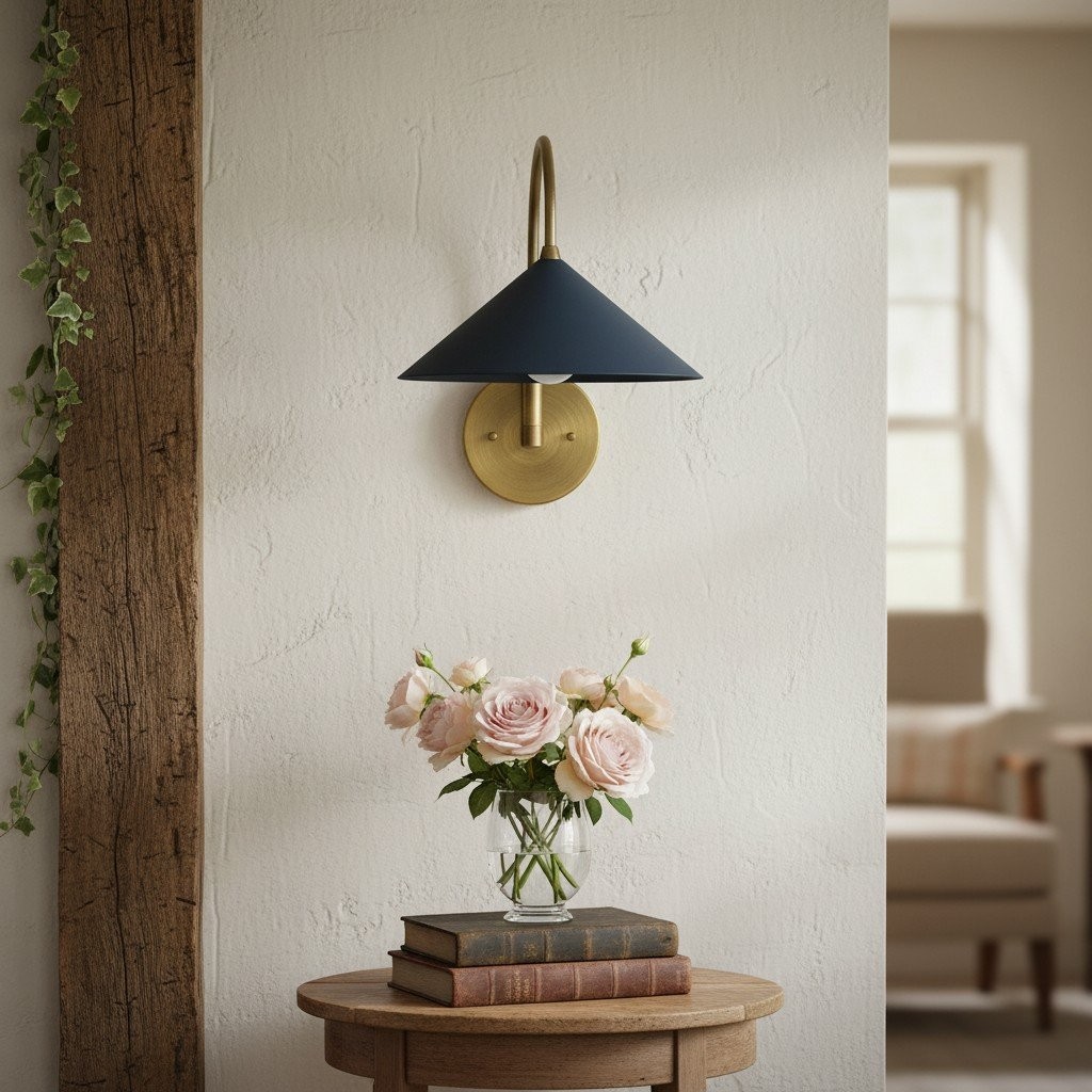 Curva Metal Vintage Wall Sconce - Elegant Cone Shade for Bedrooms T394