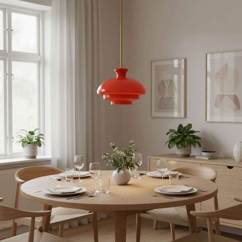 HaloVita Decorative Pendant Lamp - Minimalist Metal and Glass Pendant for Living Areas T575