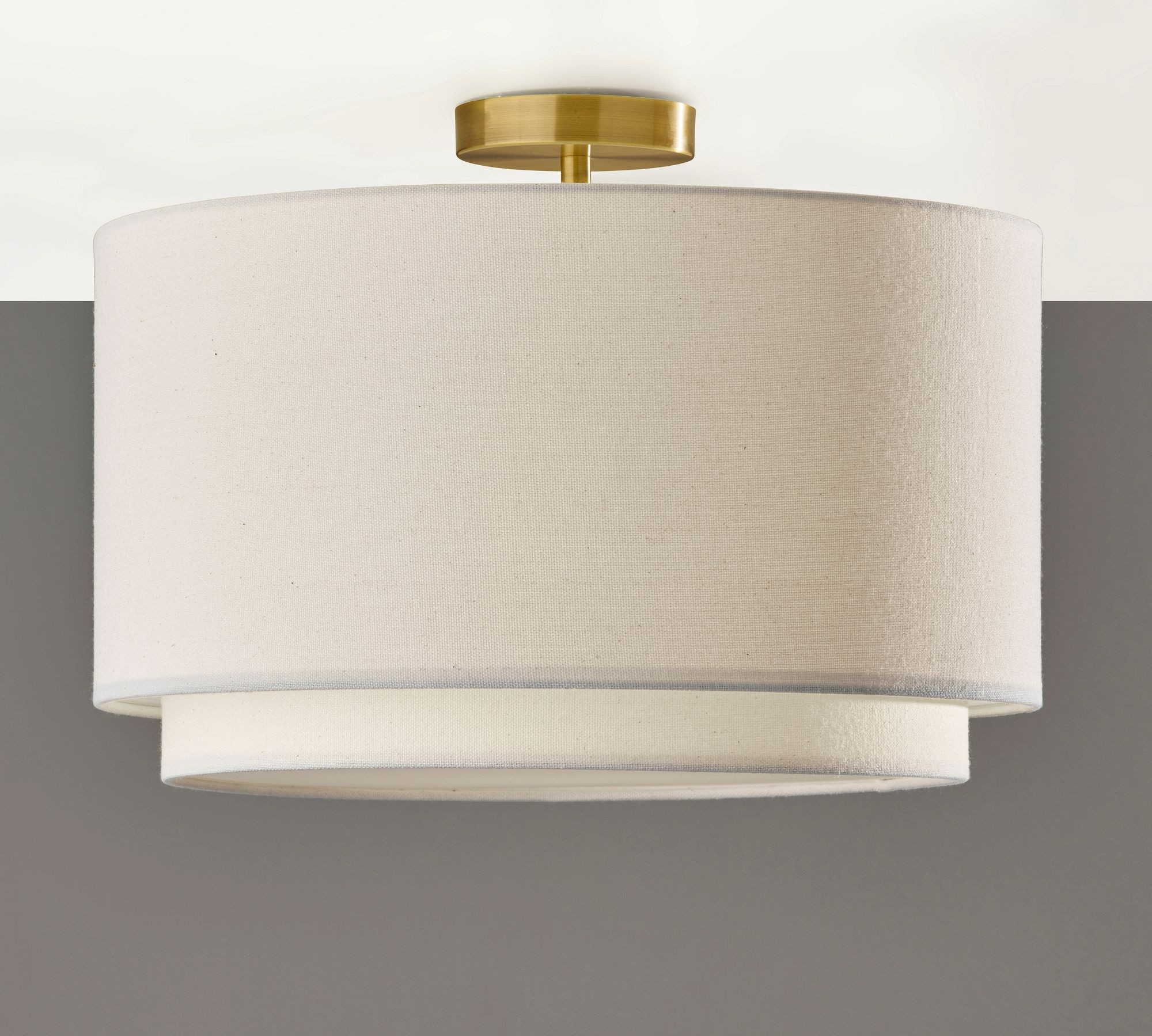 Dumora Fabric Drum Shade Ceiling Lamps - Double Layer Farmhouse Design T076