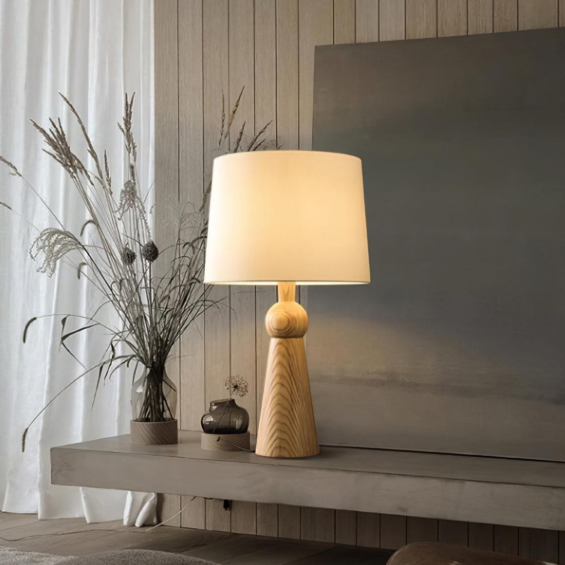 Nordic Retro Solid Wood Fabric Table Lamp M87
