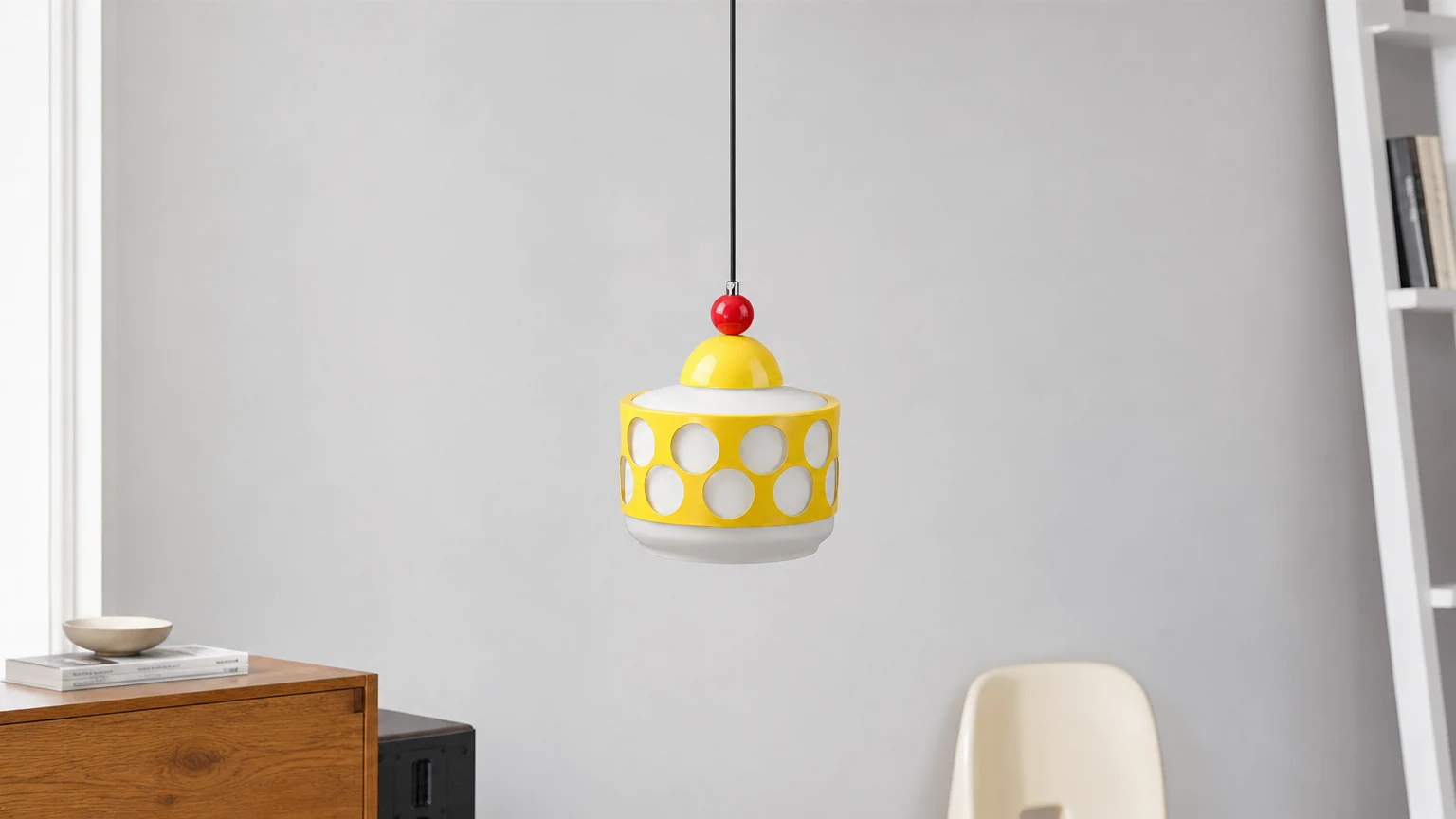 Lampa wisząca Popdot D209 w kolorowej scenie wnętrza